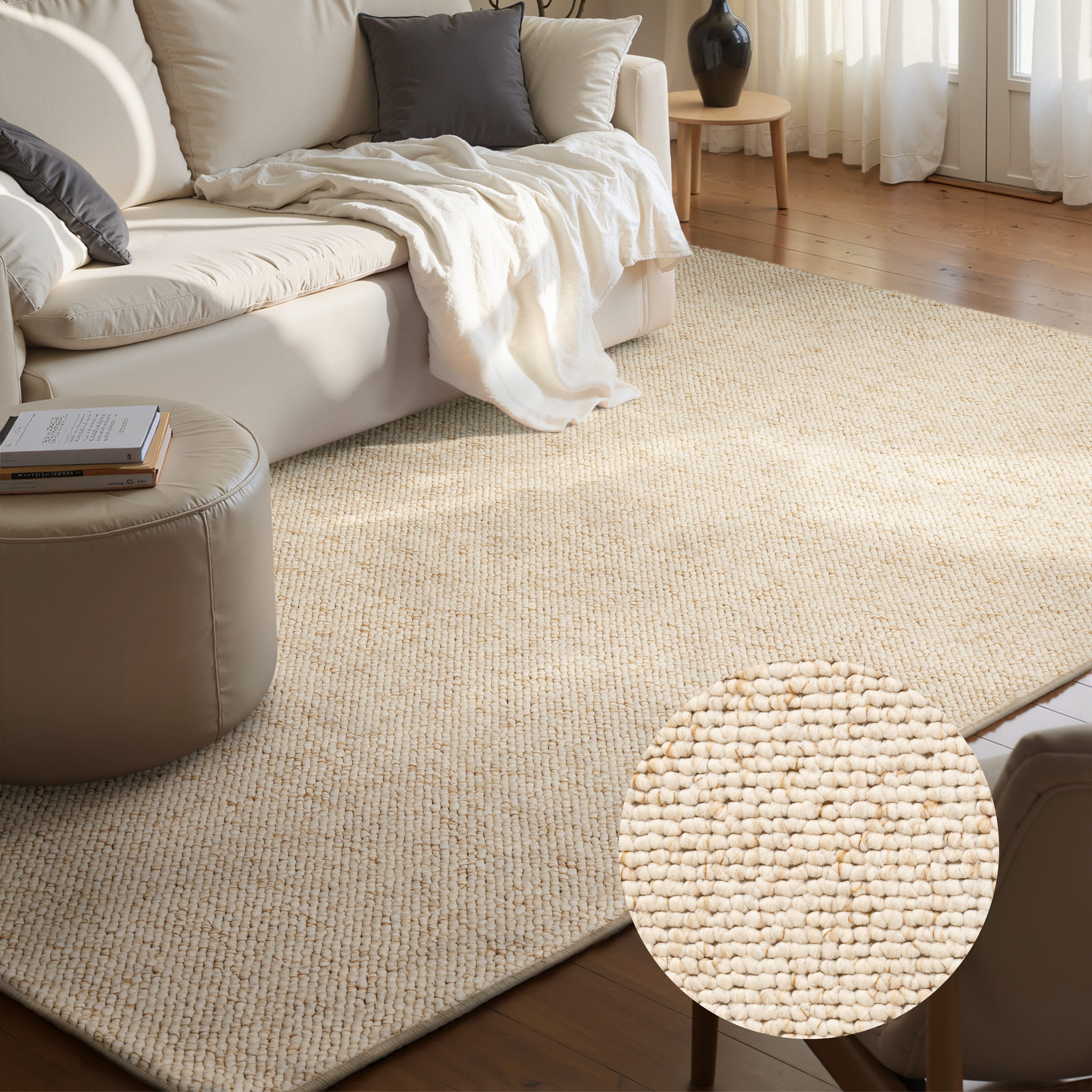 HANSE Home Teppich Wolly 2, rechteckig, Höhe: 12 mm, Flachgewebe, Läufer, Skandi, Woll-Optik, Esszimmer, Wohnzimmer, Flur