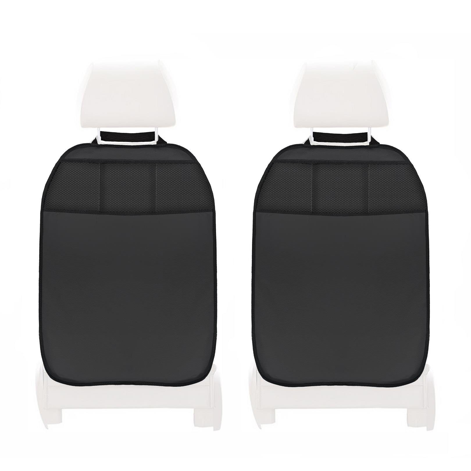 Stück), Rückenlehnenschutz Design in 3 Car schwarz Auto-Rückenlehnentasche Kinder Kunstleder Sitzschoner L (2 P Taschen mit &