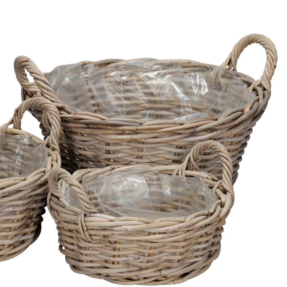 Posiwio Pflanzkübel Pflanzkorb FARMER grau braun D40cm Kooboo Rattan Rattankorb - GROSS