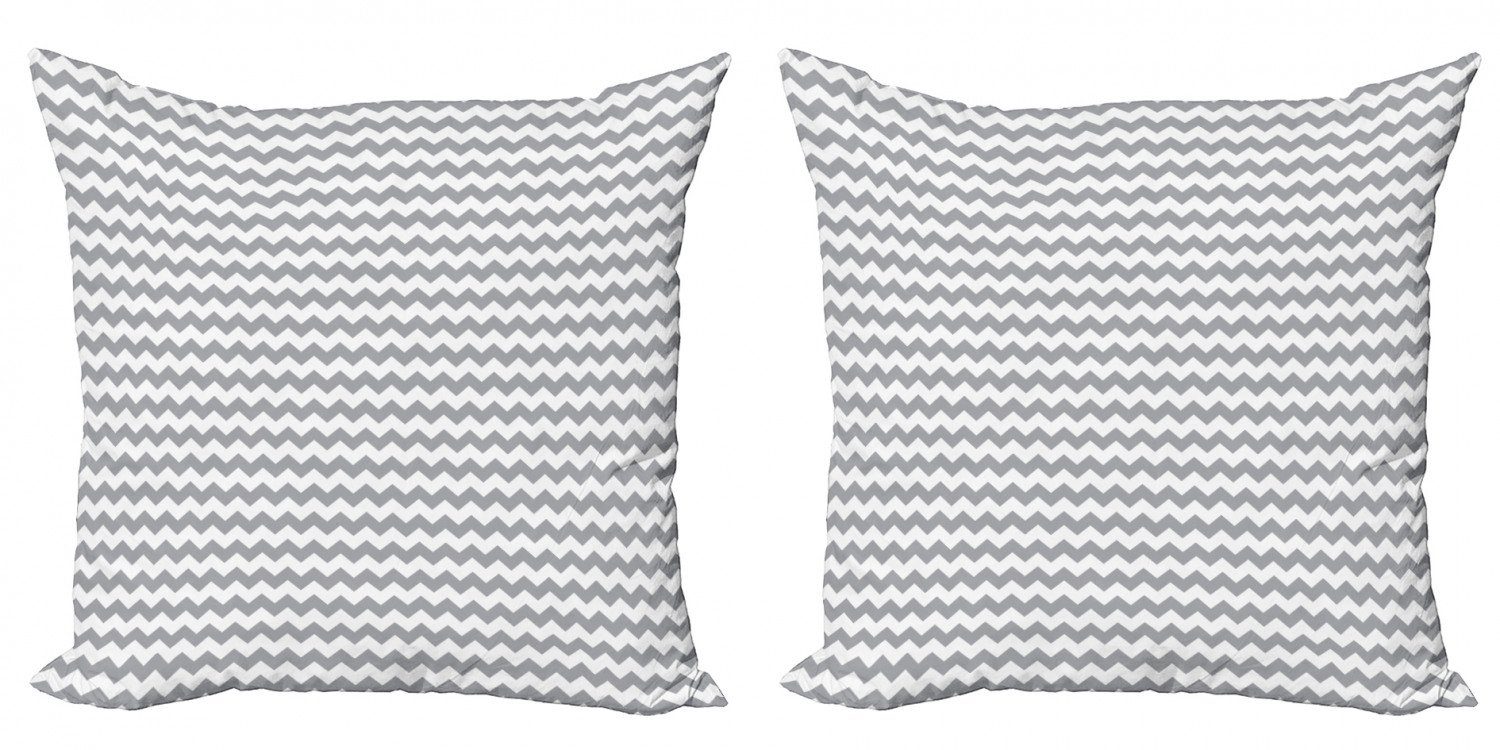 Kissenbezüge Modern Accent Doppelseitiger Digitaldruck, Abakuhaus (2 Stück), grau Chevron Zickzack-Fliesen-Mosaik