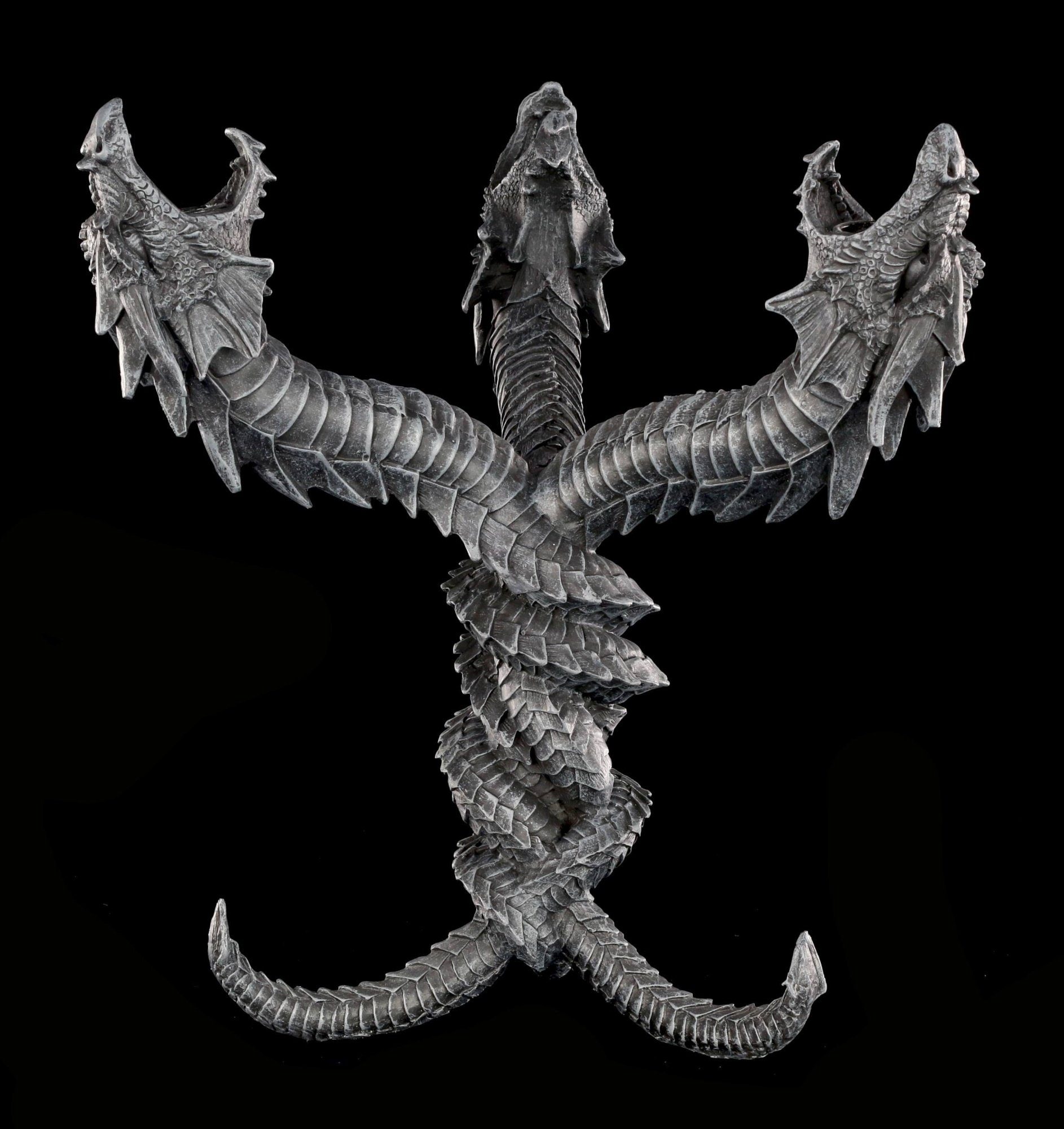 Figuren Shop GmbH Kerzenhalter Drachen Fantasy Kerzenhalter Dekoration - - Hydra Drache Gothic