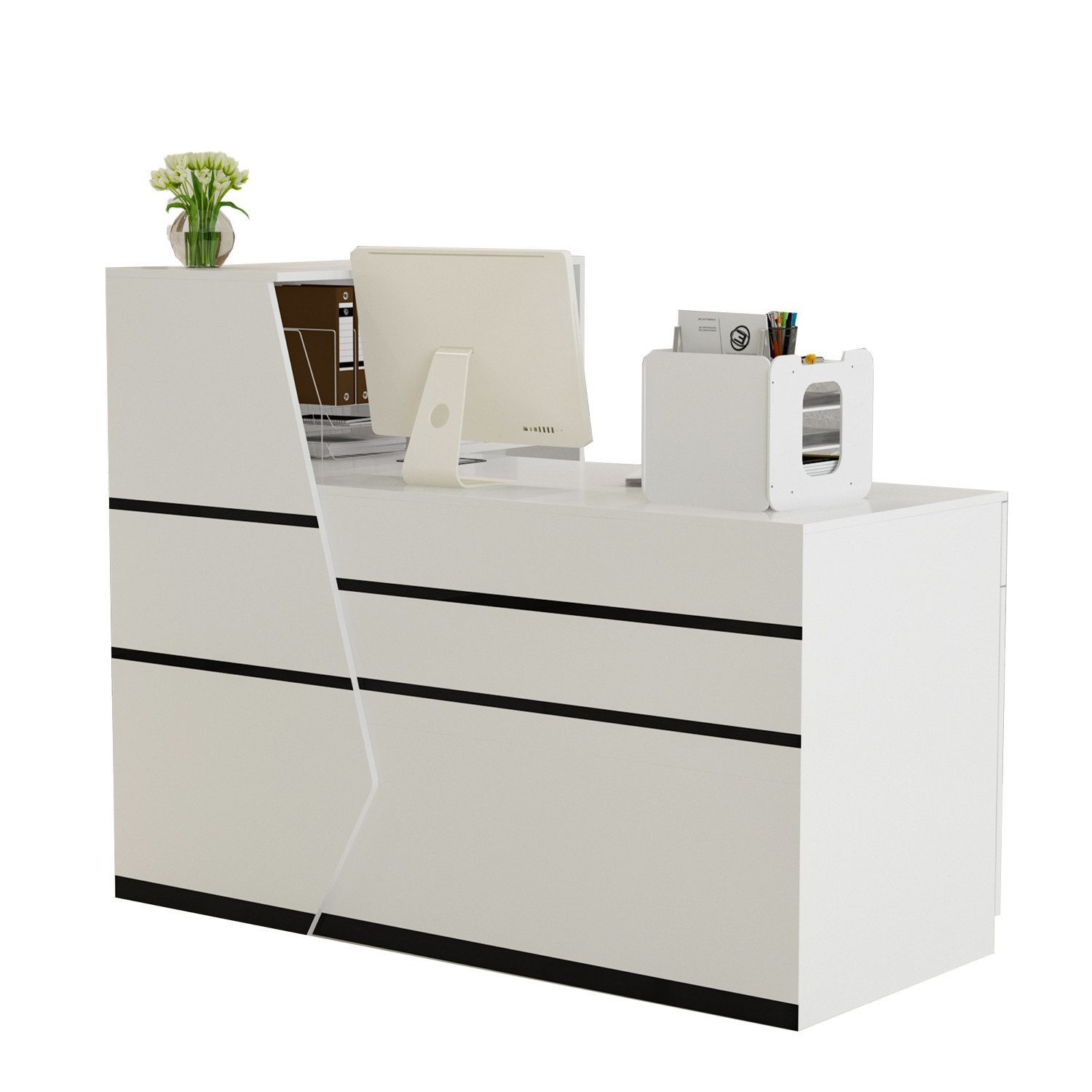 FUFU&GAGA Empfangstheke 1 Schubladen und 2 Einlegeböden 140 cm B günstig online kaufen