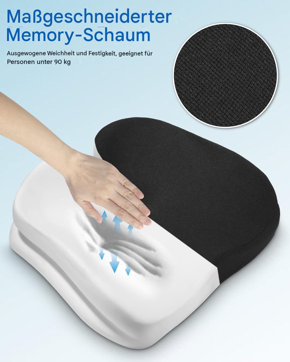 SinLaw Sitzkissen Doppellagiges Sitzkissen, Memoryschaum, für Büro & Auto, schwarz