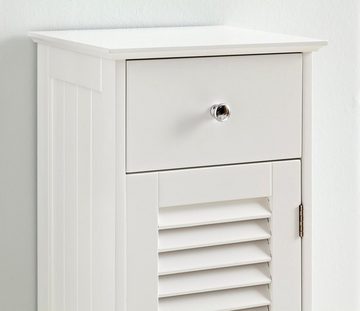 Saphir Unterschrank Quickset 928 Badschrank mit 1 Tür, 1 Schublade, 1 Einlegeboden, Weiß Badezimmer-Unterschrank 32 cm breit, Knopfgriffe, Landhaus-Stil