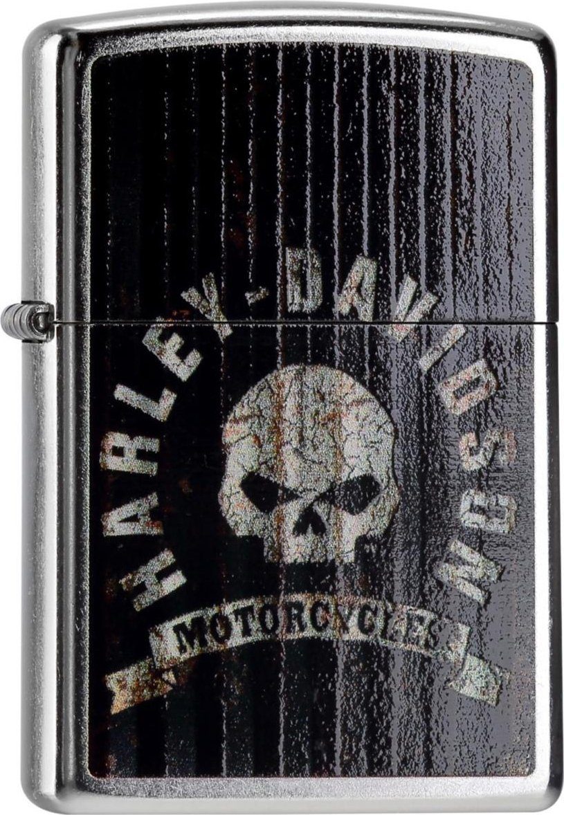 Feuerzeug ZIPPO Benzinfeuerzeug "H.D. Metal Skull" in schwarz