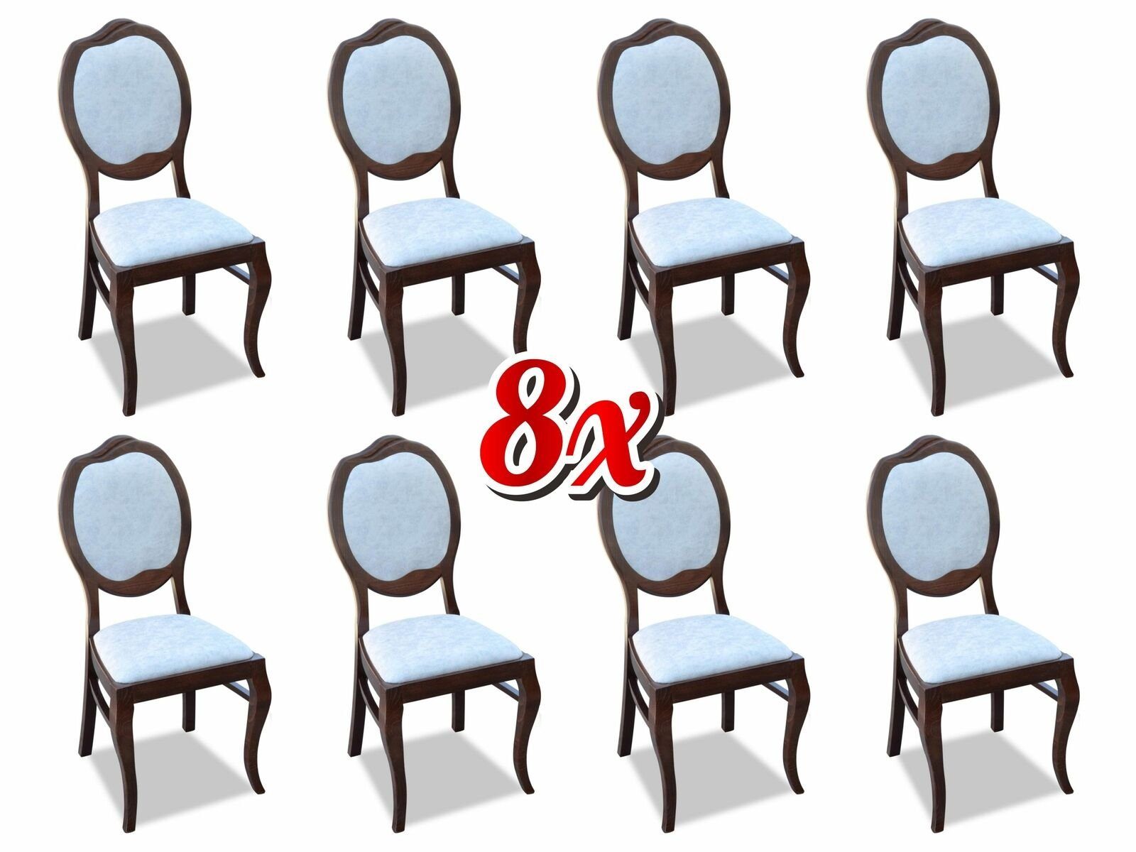 JVmoebel Stuhl, Stuhl Gruppe 8x Stühle Set Wohn - Esszimmer Garnitur Holz Lehn Leder Textil Neu | Stühle