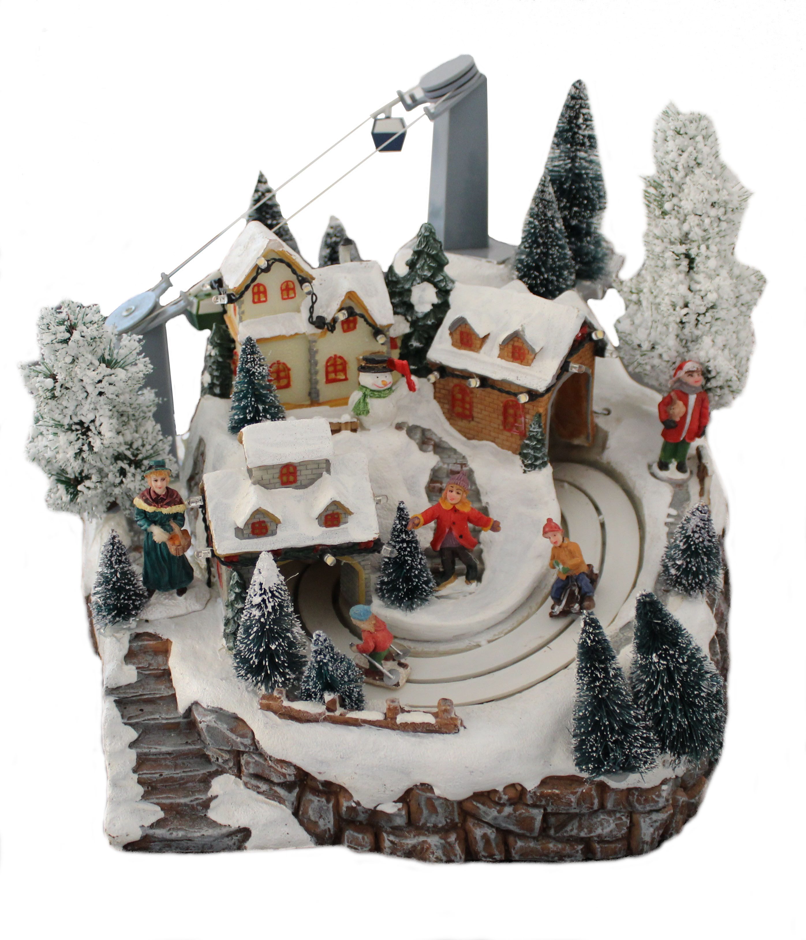 Weihnachtsszene Weihnachtliche Winterszene mit fahrender Seilbahn, Beleuchtung & Musik