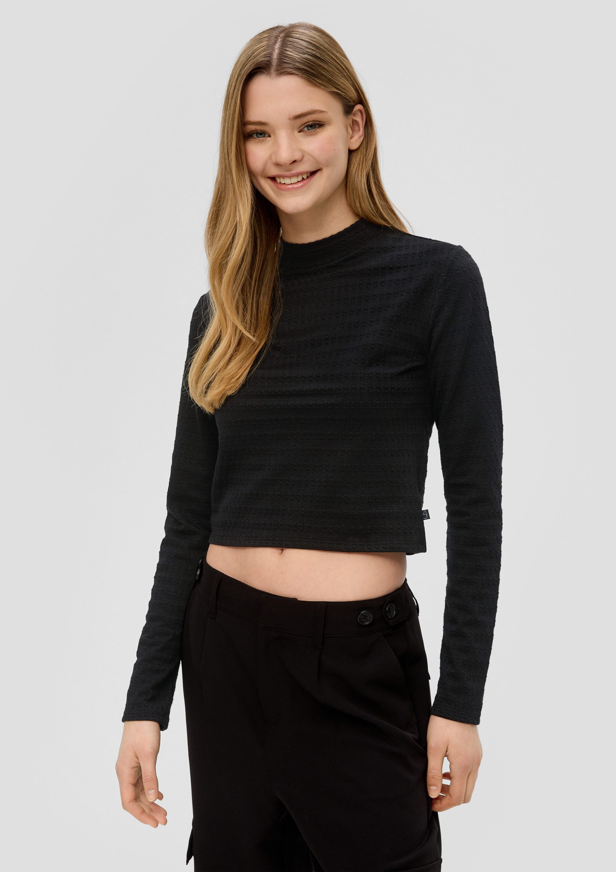 QS Langarmshirt T-Shirt Langarmshirt aus Jacquard günstig online kaufen