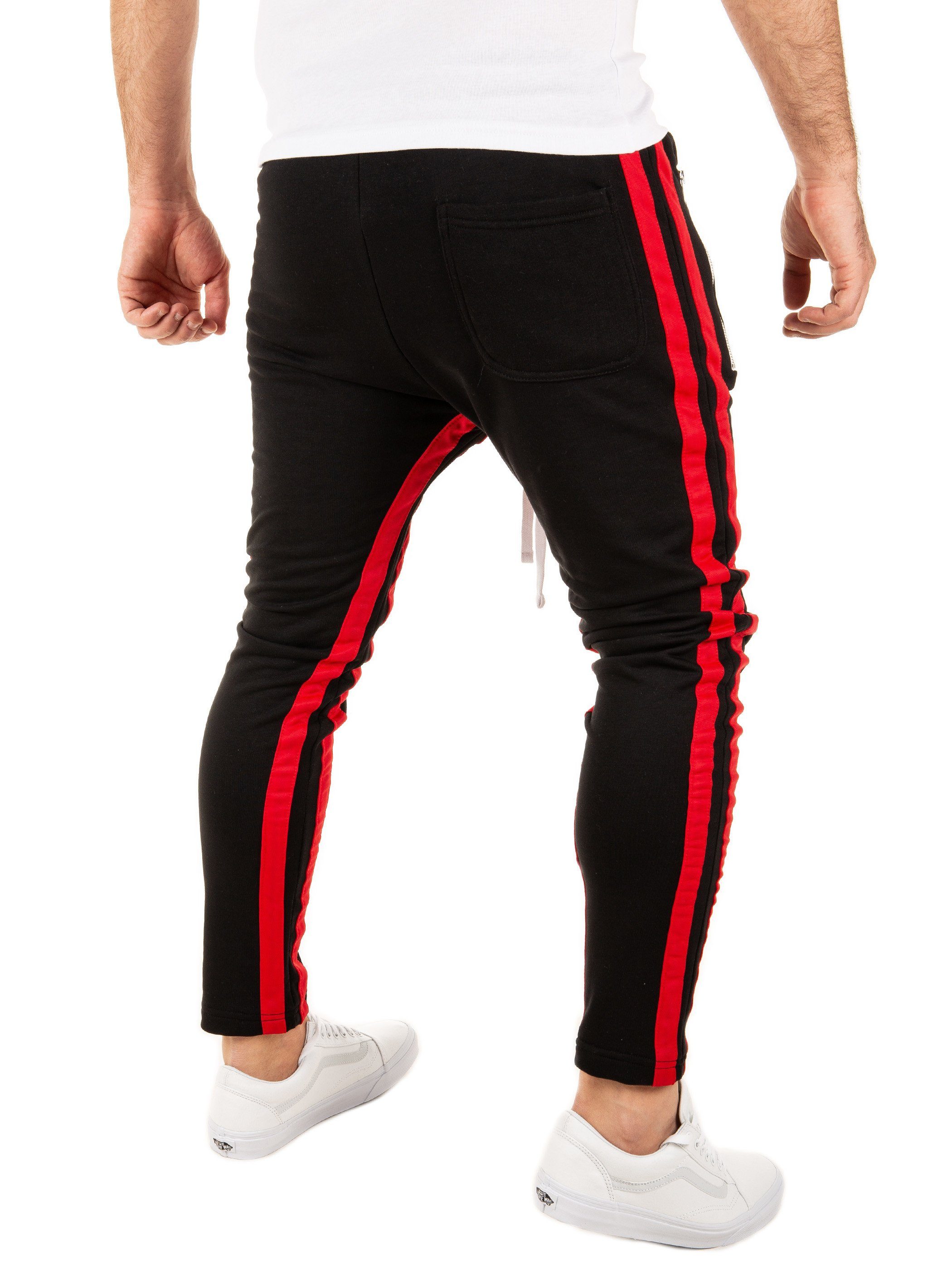 Retro PITTMAN Pant Kordelzug Stripes - (black Pittman red 1602) elastischem, mit / Schwarz Jogginghose mit Bund (1-tlg) Track 2