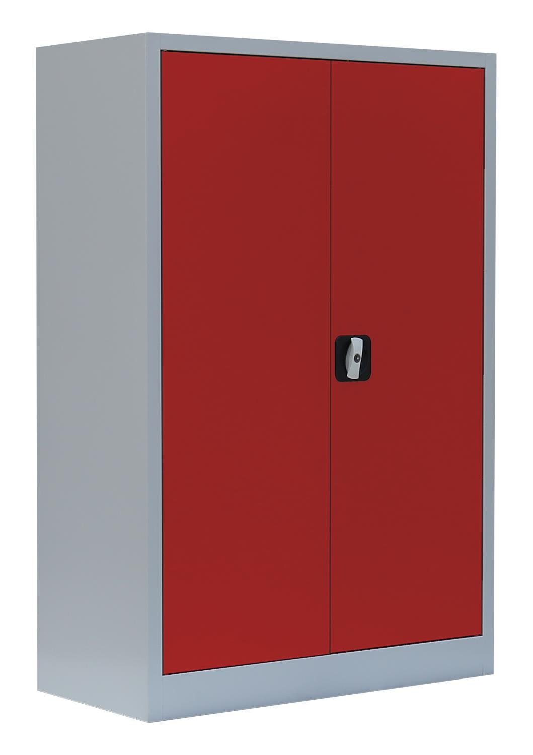 Steelboxx Mehrzweckschrank Aktenschrank Metallschrank 1200 x 920 x 420 mm (1-St) komplett montiert, keine Montage notwendig Rot | Grau