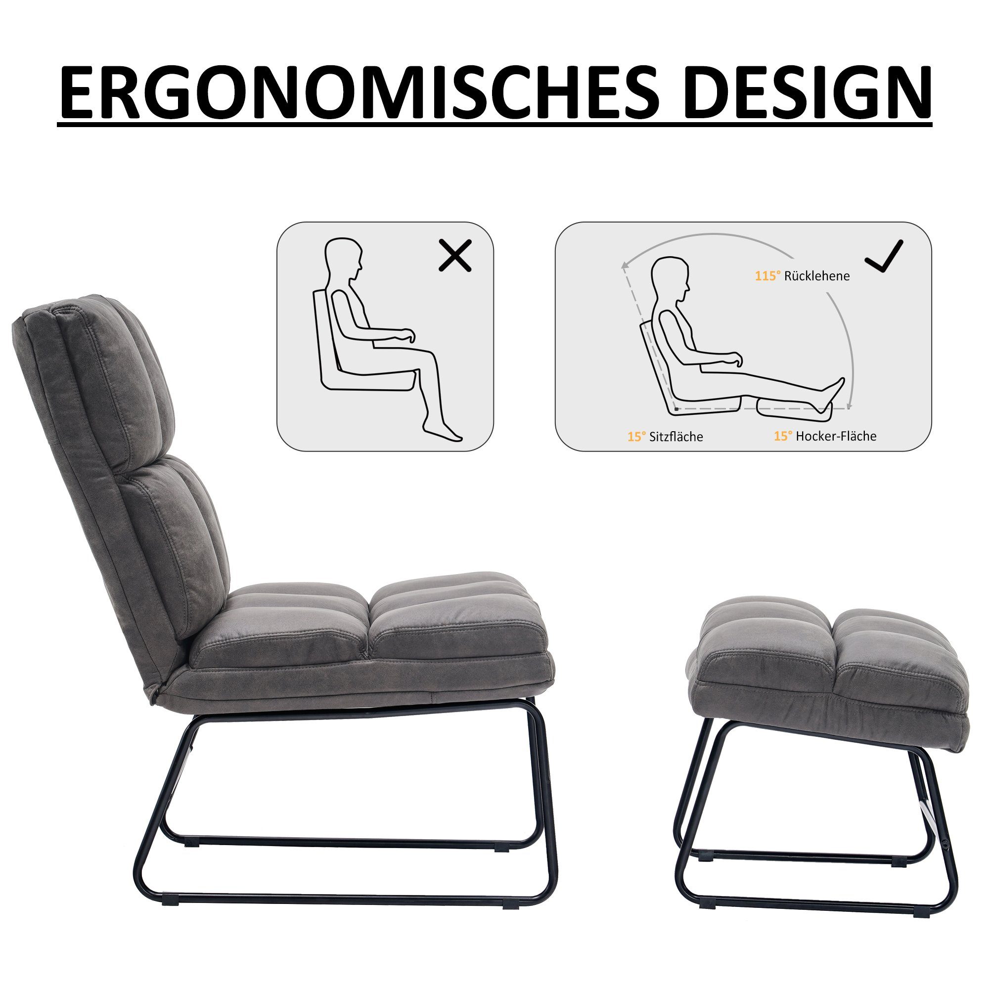 MCombo TV-Sessel MCombo Sessel mit Relaxsessel Loungesessel für moderner Fernsehsessel Stuhl / Hocker 0014 0016, Wohnzimmer