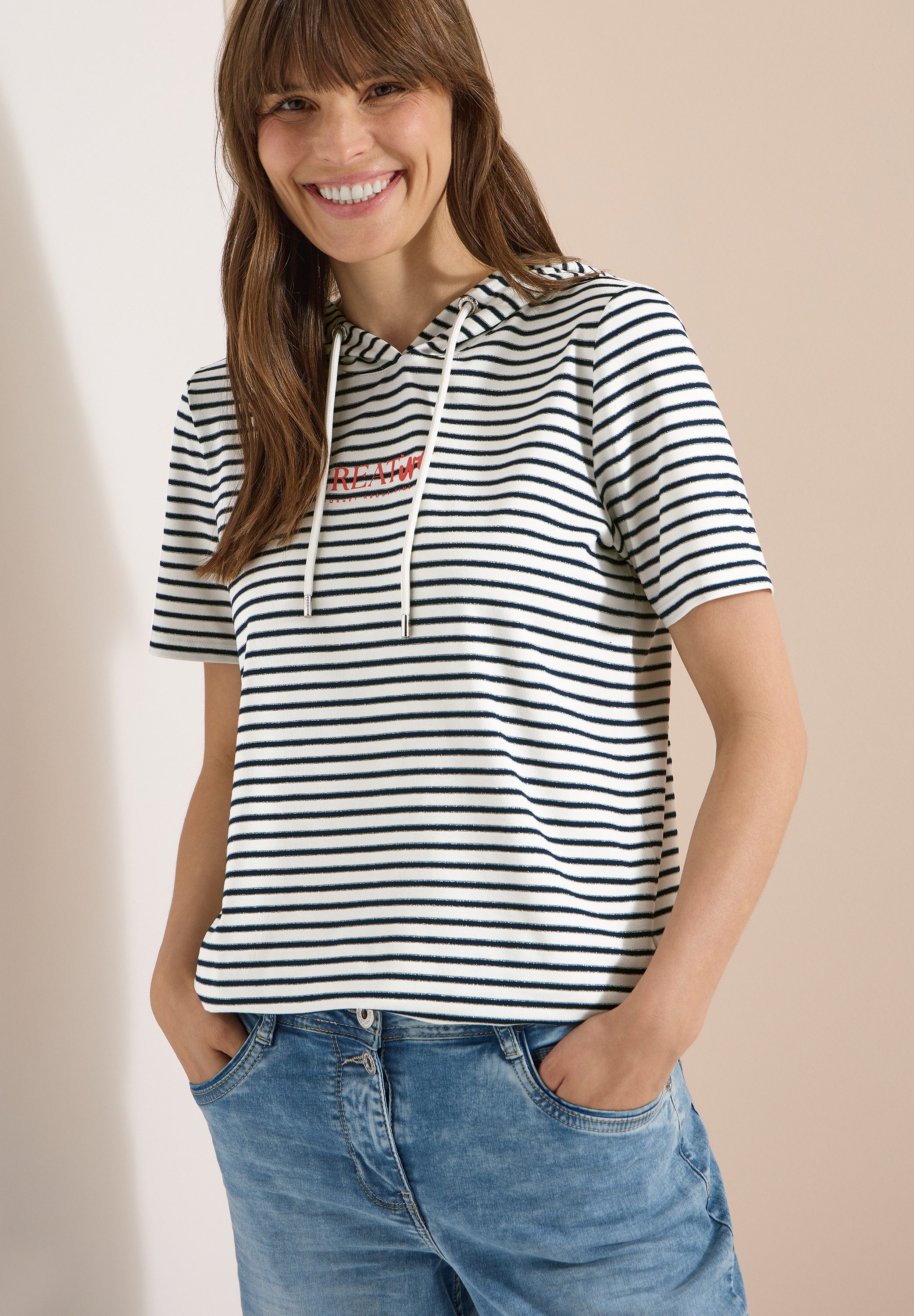 CECIL Kapuzenshirt mit Glitzer-Detail