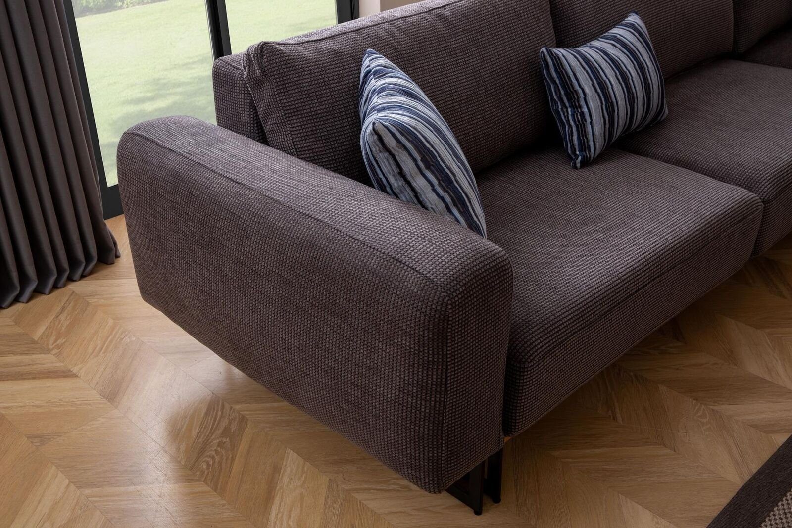 JVmoebel Polster Modern Textil in Teile, Form Made 1 Luxus Braun Ecksofa Europa Wohnlandschaft, L Ecksofa