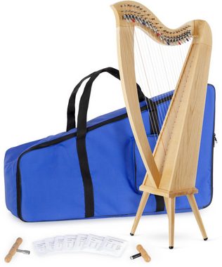 Classic Cantabile Konzertgitarre Keltische Harfe 22 Saiten, Inkl. Tasche, 2 Stimmschlüssel, Ersatzsaiten & Füße, Celtic Harp aus Eschenholz - Es-Dur gestimmt - Mit Halbtonmechanik