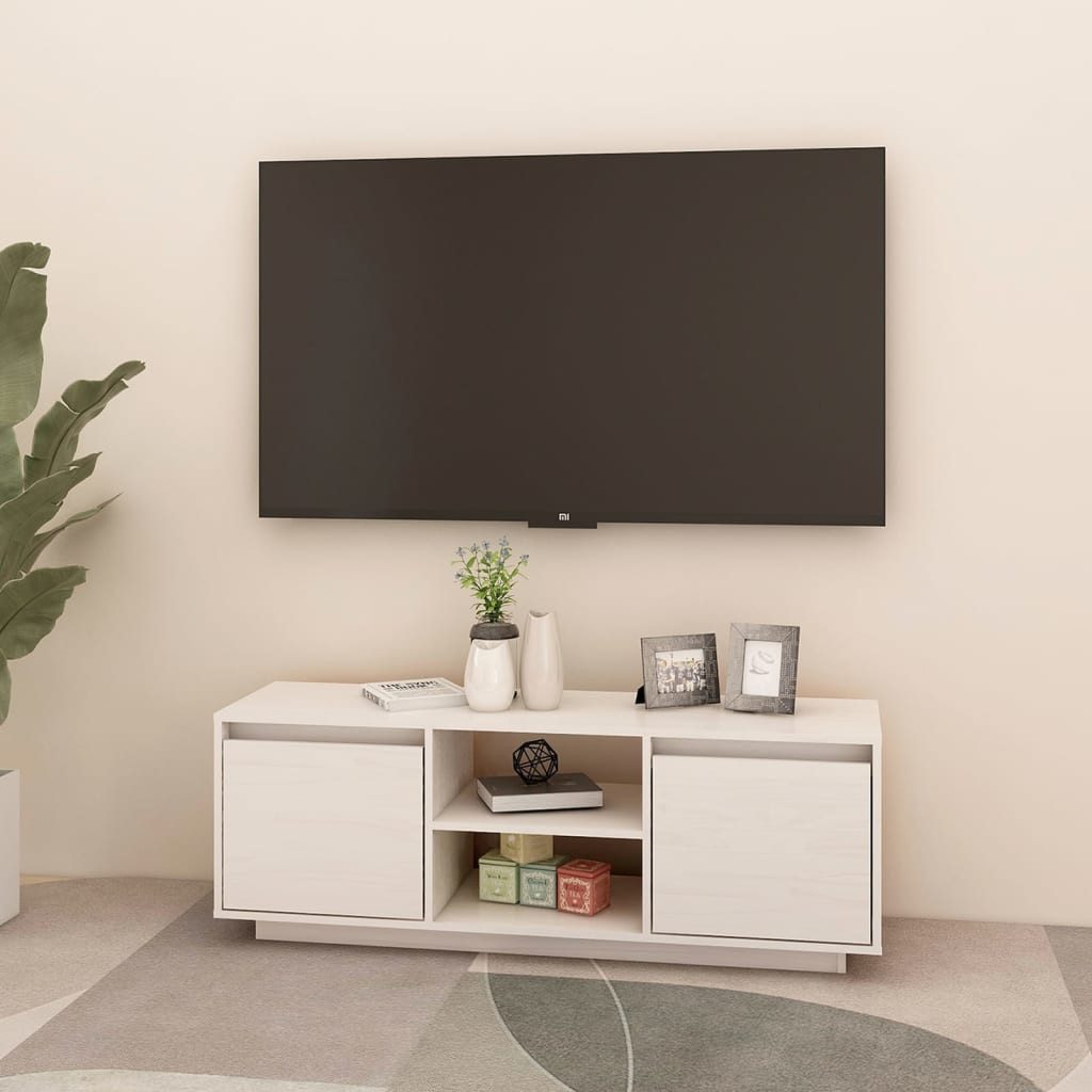 vidaXL TV-Schrank TV-Schrank Weiß 110x30x40 cm Massivholz Kiefer (1-St)