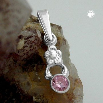 unbespielt Kettenanhänger Anhänger Blume Zirkonia pink 925 Silber inkl. kleiner Schmuckbox, Silberschmuck für Damen