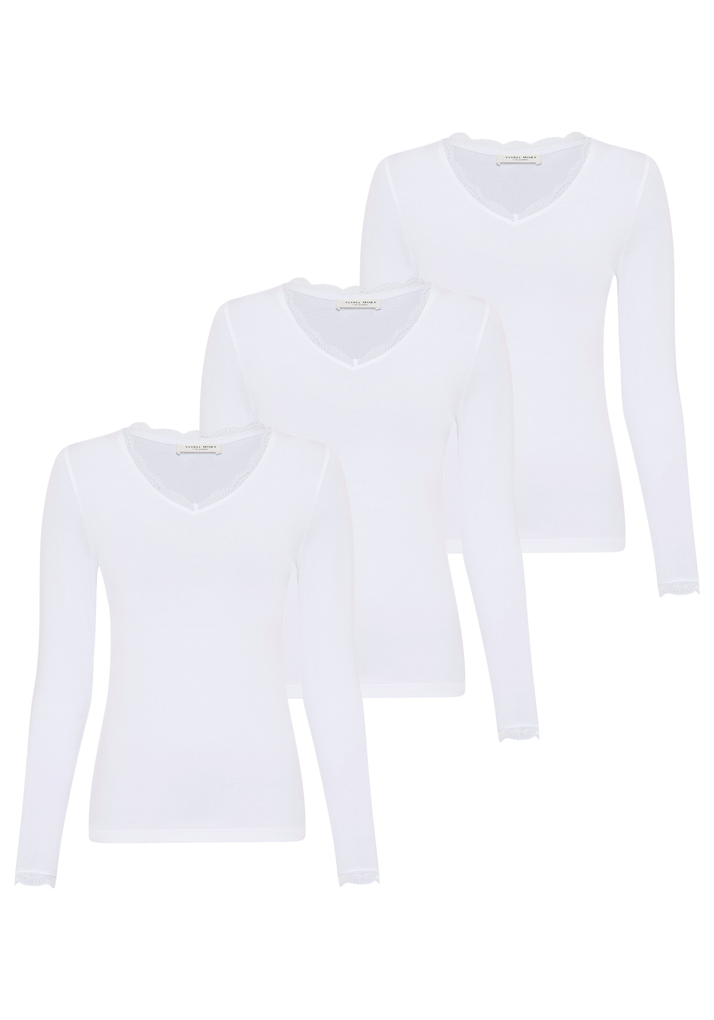 YSABEL MORA Langarmshirt BASIC COLLECTION COTTON WITH LACE (3er Pack) das p günstig online kaufen