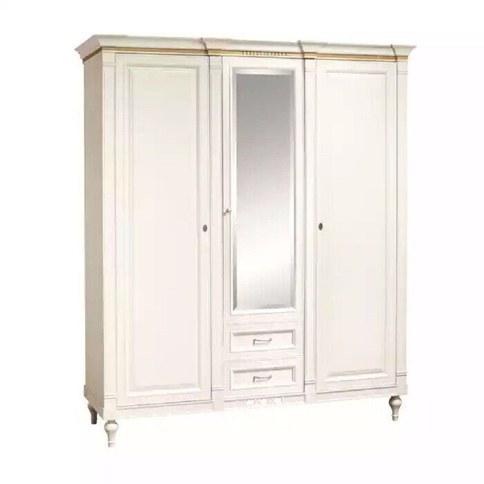 JVmoebel Kleiderschrank Weiß Kleiderschrank mit Schubladen Holz Luxus Möbel Schlafzimmer (1-St., Kleiderschrank) Made in Europe