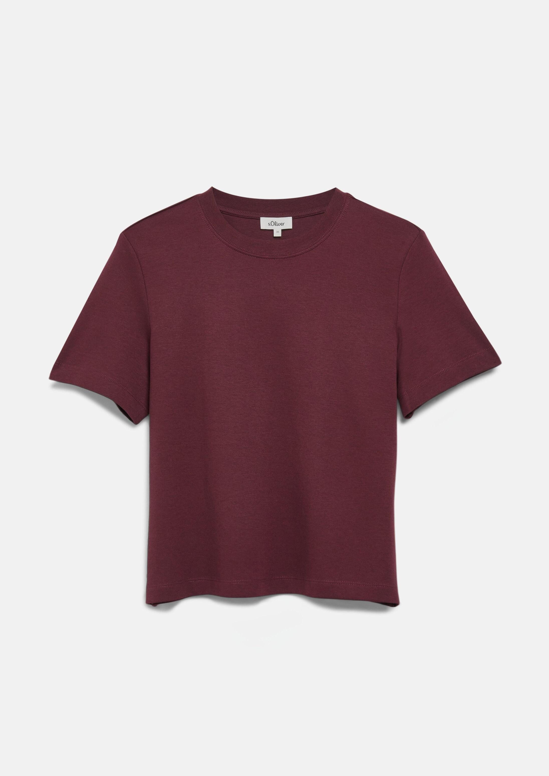 s.Oliver Kurzarmshirt T-Shirt Verkürztes T-Shirt aus Interlockjersey