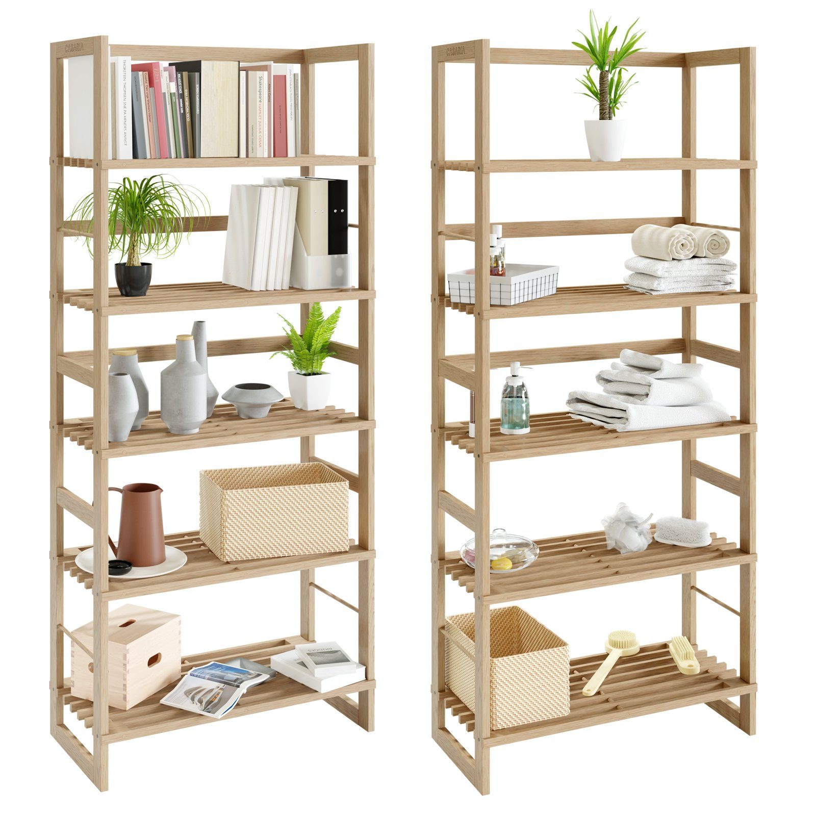 Casaria Standregal Öland, Badregal Holz 5 Böden Kellerregal Holzregal Bad Badezimmer Keller