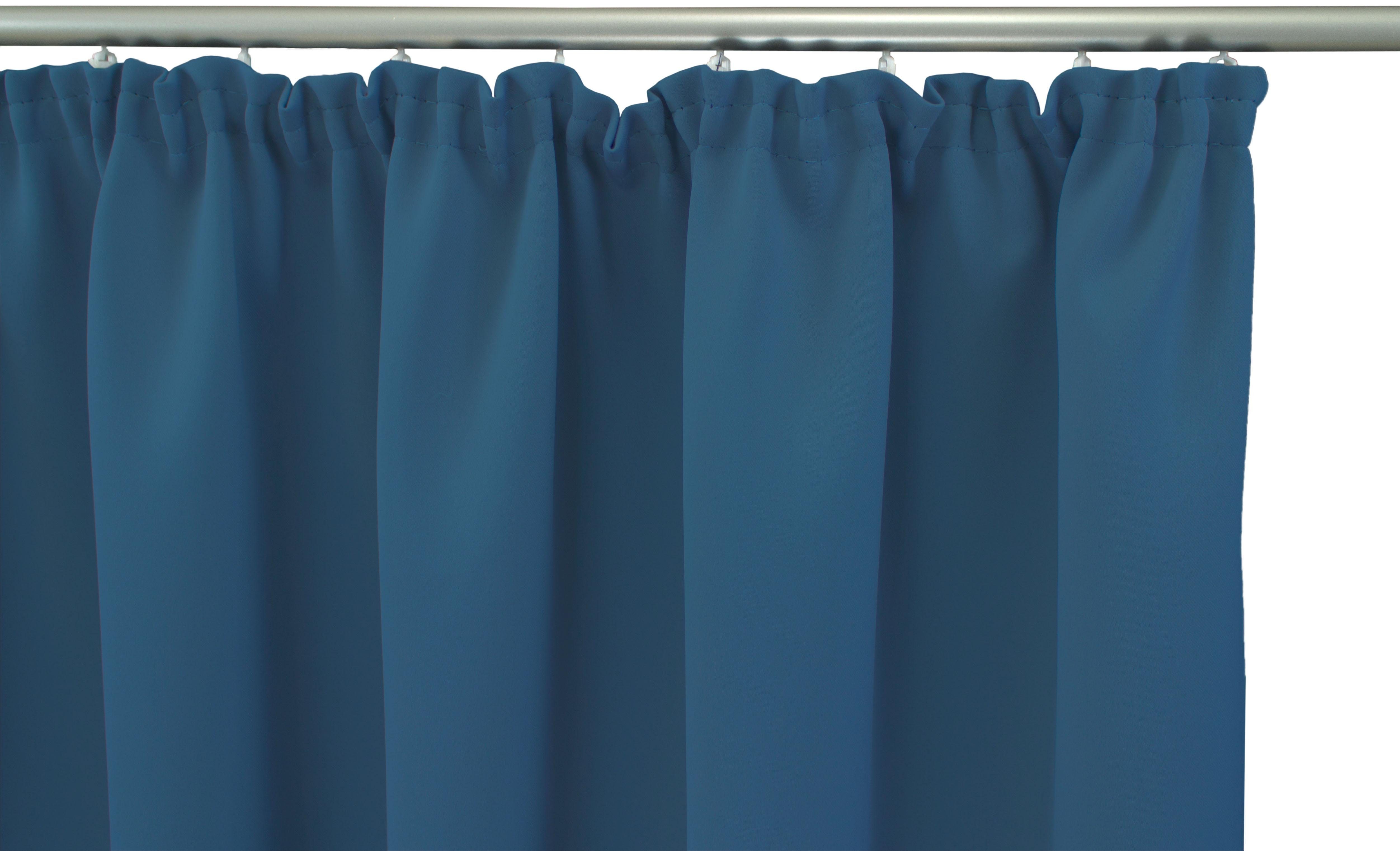 Vorhang Leon, Energie VHG, verdunkelnd, Verdunkler, sparend, Kälte (1 St), Kräuselband abweisend blau Wärmeschutz