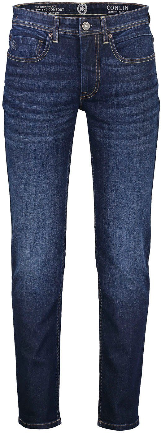 LERROS Slim-fit-Jeans leichte Abriebeffekte dark blue