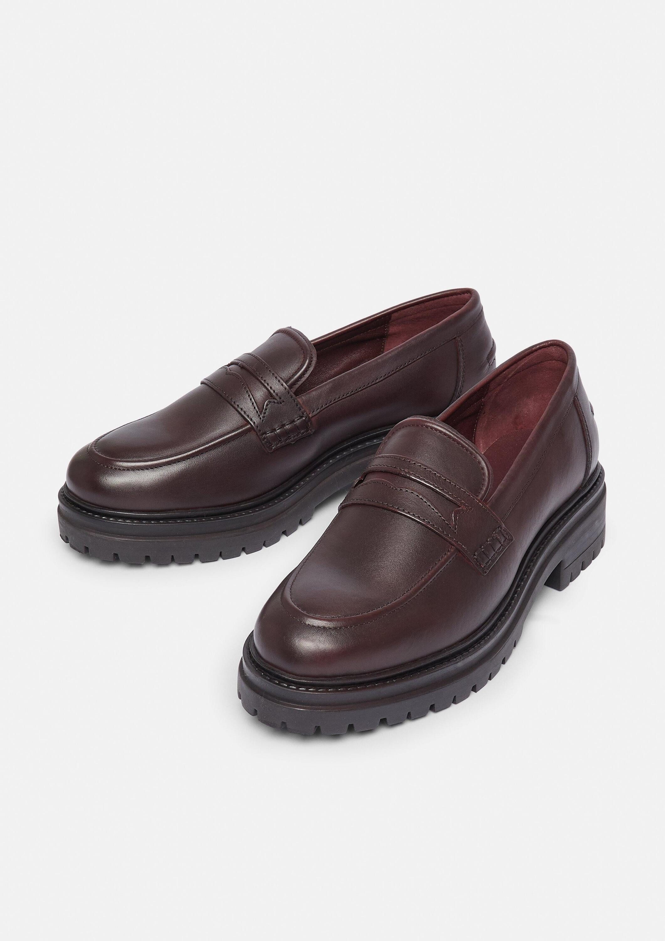 comma Slipper Slipper Leder-Loafers mit Plateausohle