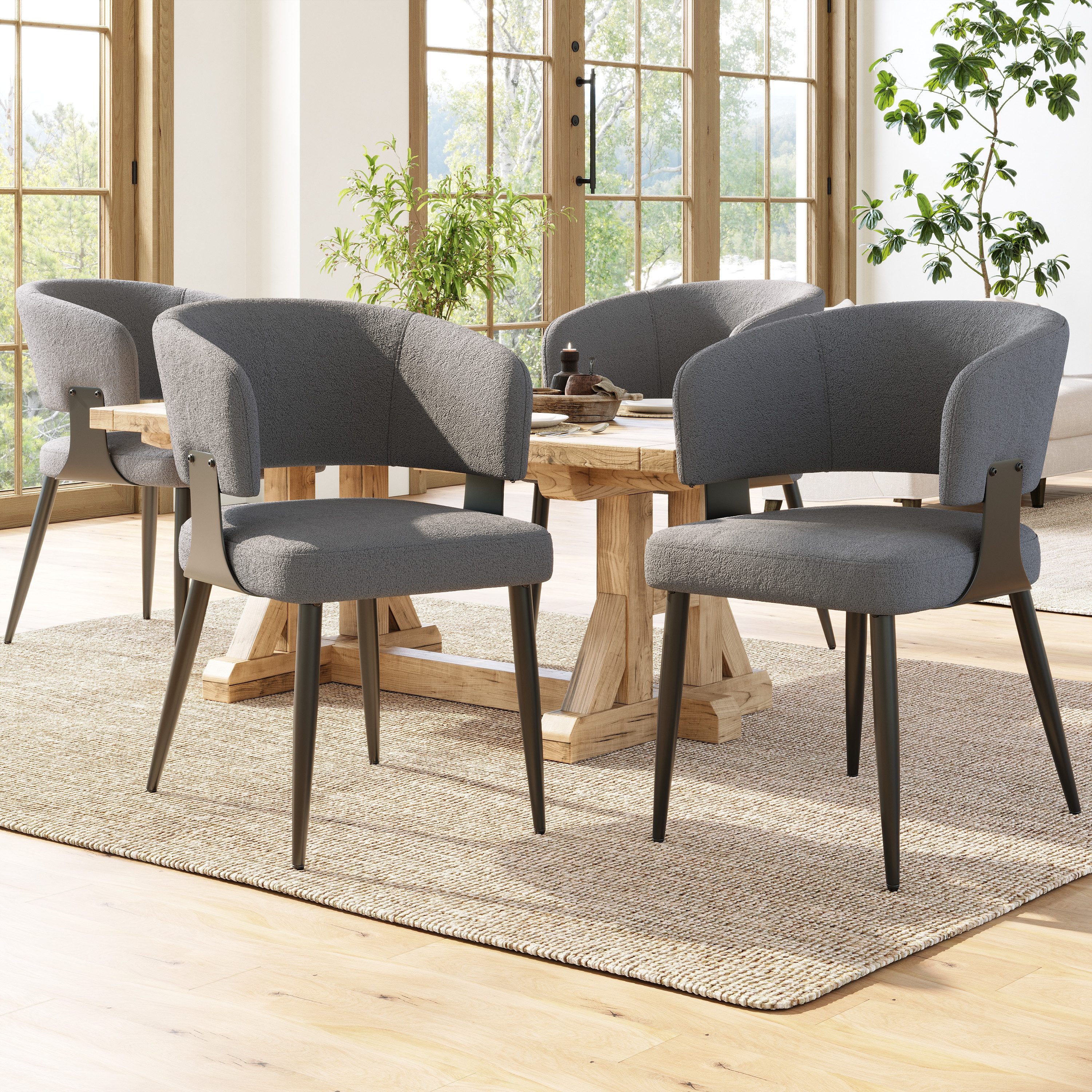 Ulife Esszimmerstuhl Lammwollstoff-Stühle mit Ergonomischer Rückenlehne,Ant günstig online kaufen