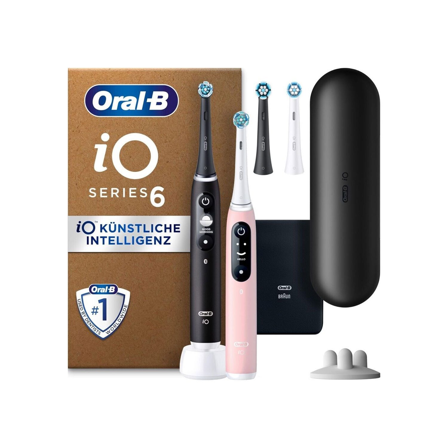 Braun Elektrische Zahnbürste Braun Oral-B iO Series 6 Plus Edition Duo Black Lava Pink Sand Neu, Щетки: 4 St.