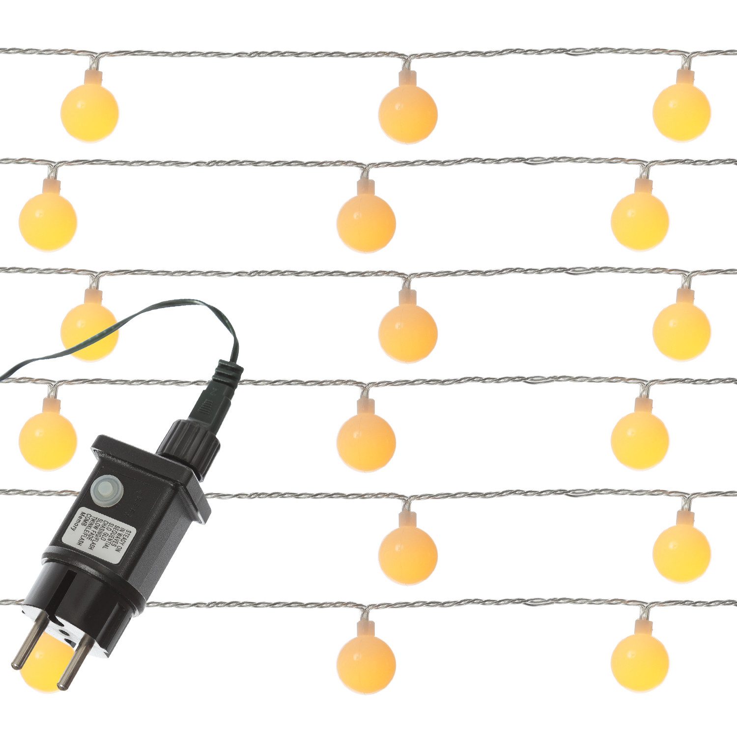 MARELIDA LED-Lichterkette Berry Cherry 60 weiße XL Kugeln 8 Funkt. 9m Außen Deko Girlande, 60-flammig