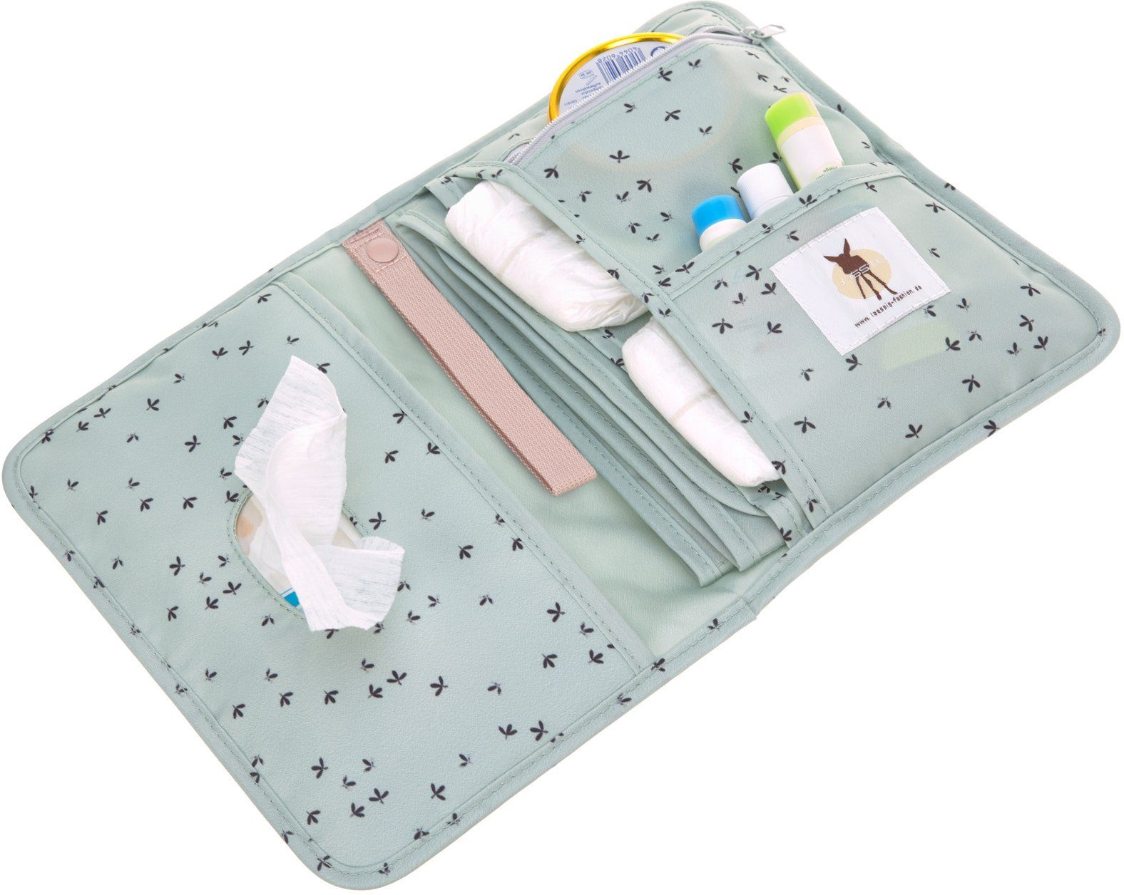 LÄSSIG Windeltasche Casual, Changing Pouch, Floral Mint, PETA-approved vegan