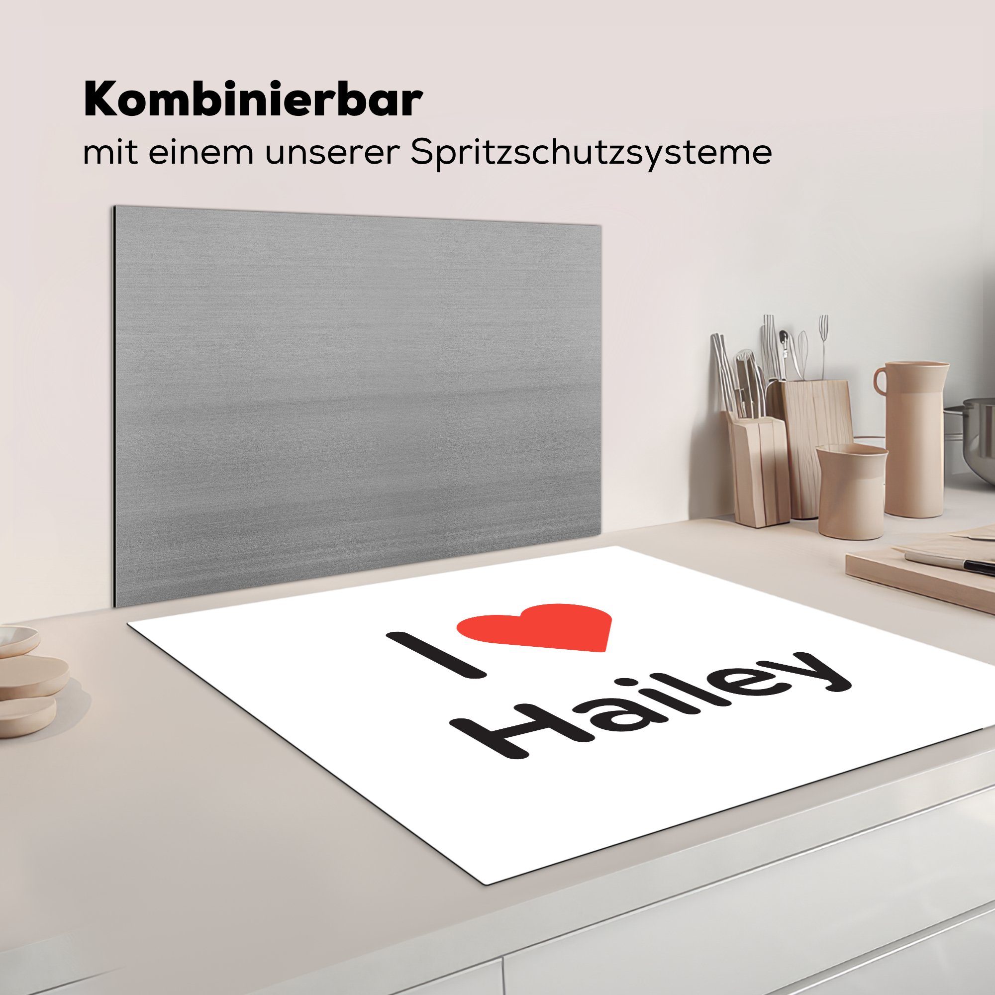 - küche 78x78 Ceranfeldabdeckung, (1 liebe tlg), MuchoWow für Mädchen, Arbeitsplatte Hailey Vinyl, Herdblende-/Abdeckplatte Ich cm, -