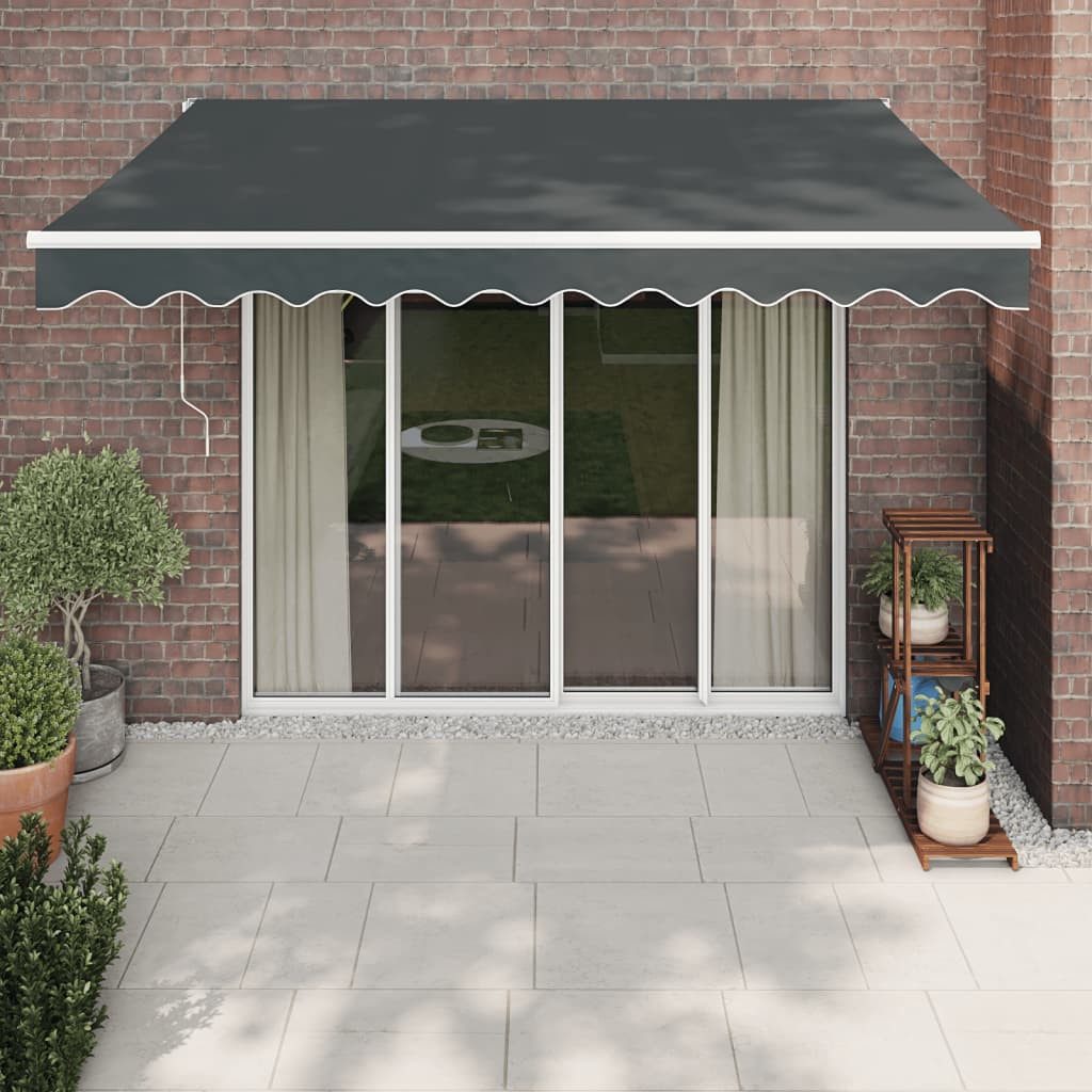 vidaXL Markise 35 x 25 m Gelenkarmmarkise Anthrazit 3,5x2,5 m Stoff und Aluminium Ter