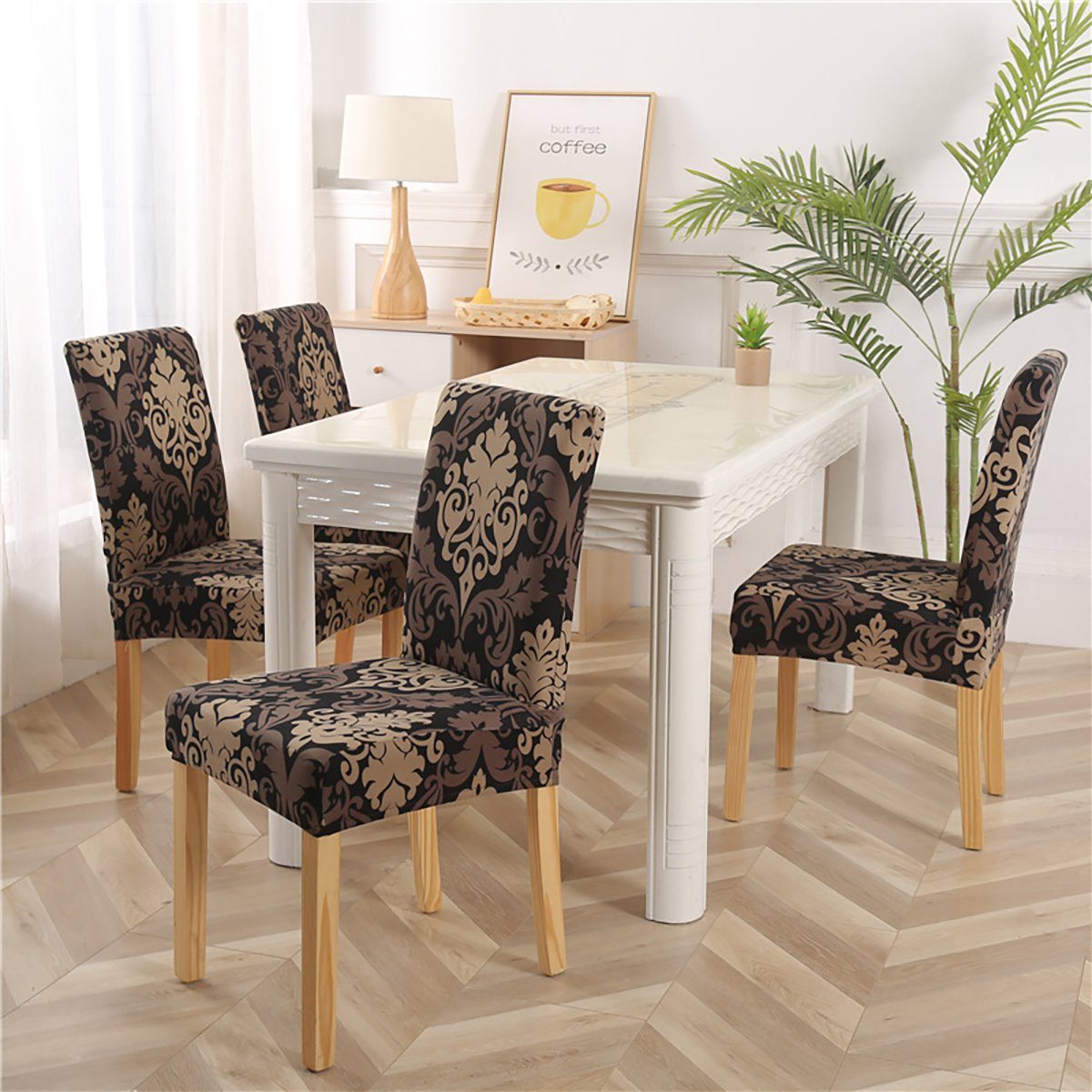 Abnehmbare Set Stuhlbezug 6er Bankett 4er HOMEIDEAS, 2er Schwarz für Stuhlhusse,