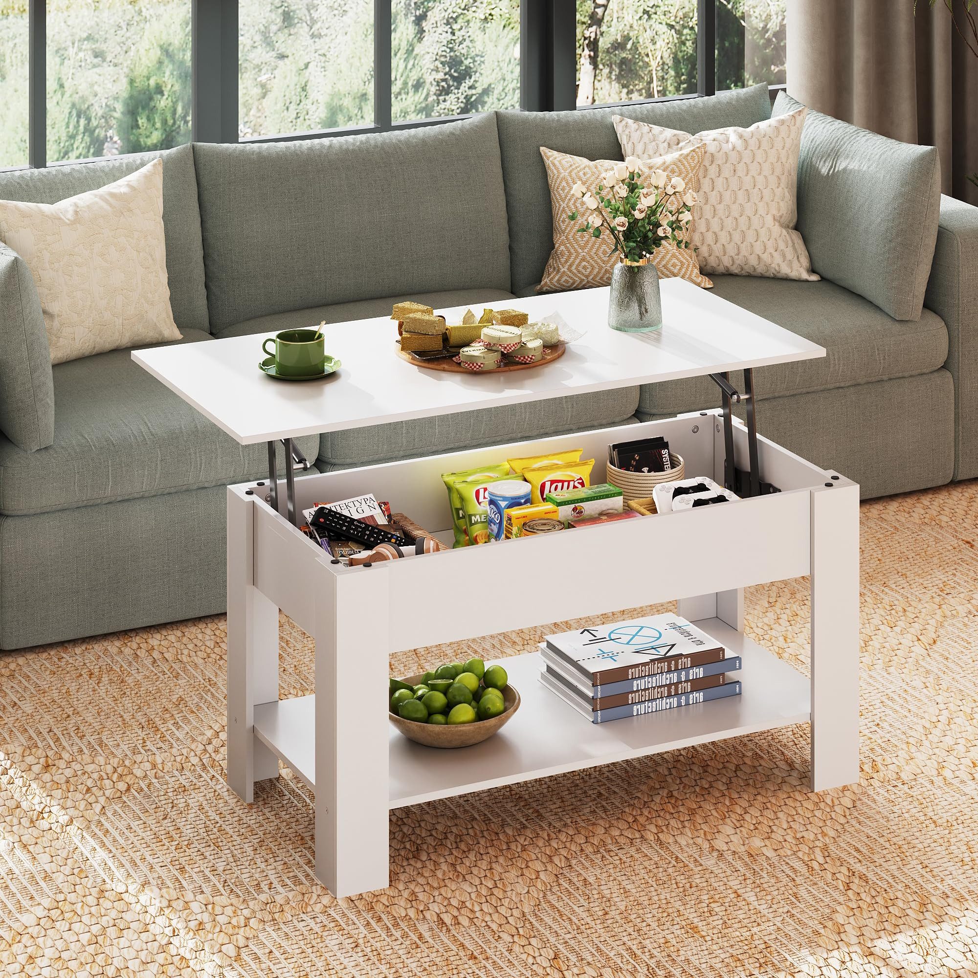 WLIVE Couchtisch Höhenverstellbar und Ausziehbar, Couchtisch Holz mit Staur günstig online kaufen