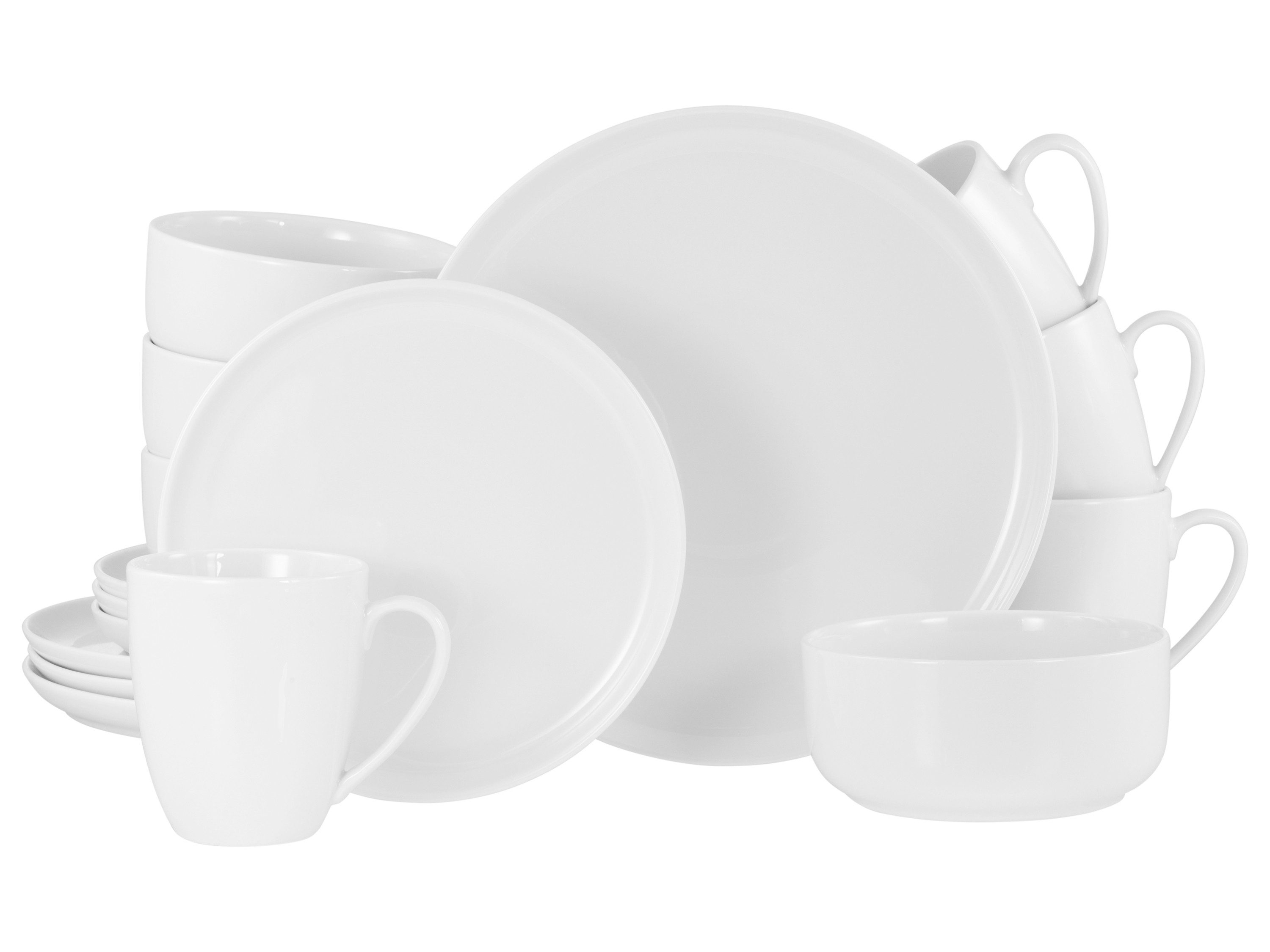 CreaTable Kombiservice Scandi Weiss (16-tlg), 4 Personen, Porzellan
