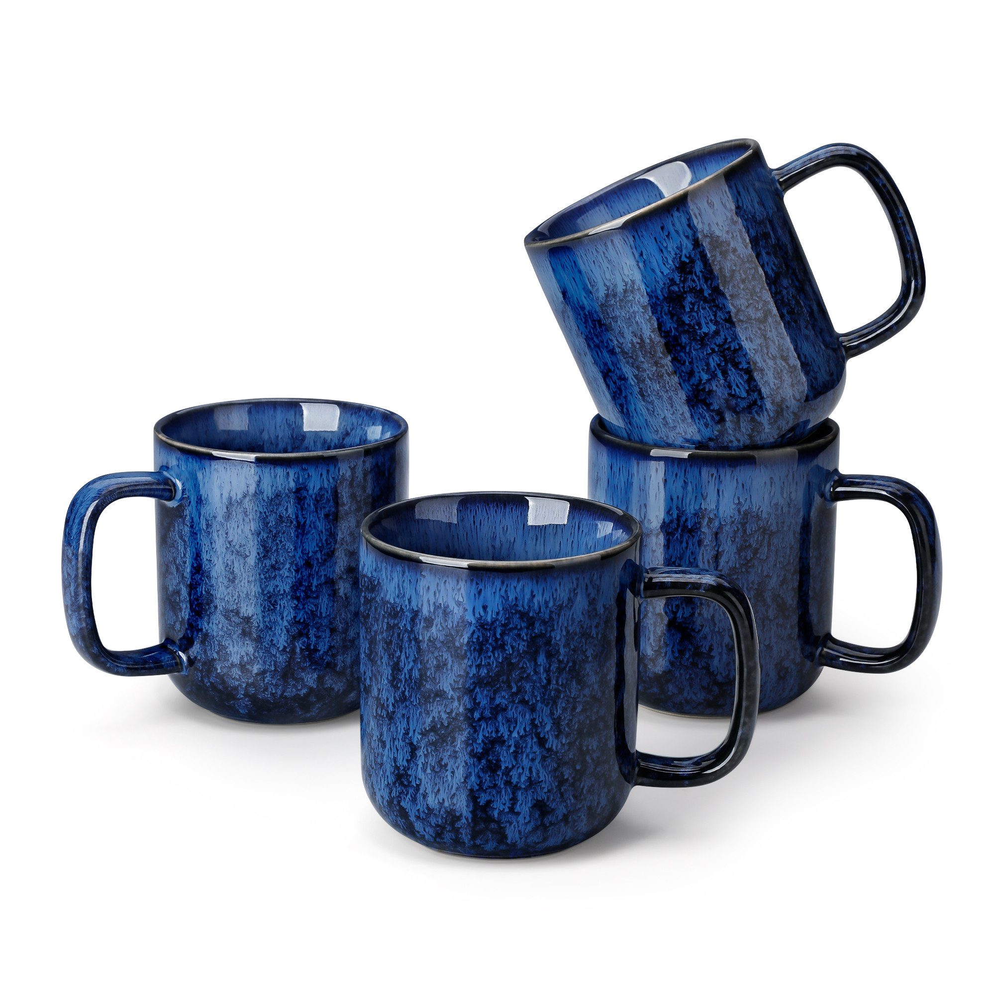 vancasso Tasse Kaffeeservice für 4/6, Steingut Tasse, Reaktivglasur, 4-tlg., Steingut