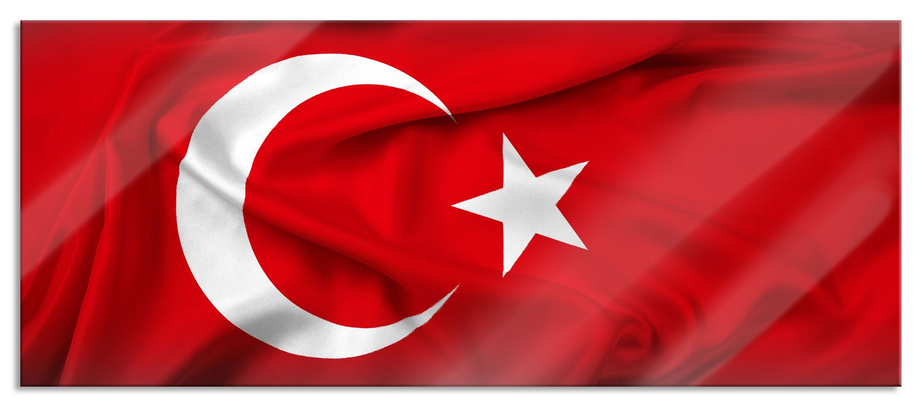 Pixxprint Glasbild Flagge der Türkei, Flagge der Türkei (1 St), Glasbild aus Echtglas, inkl. Aufhängungen und Abstandshalter