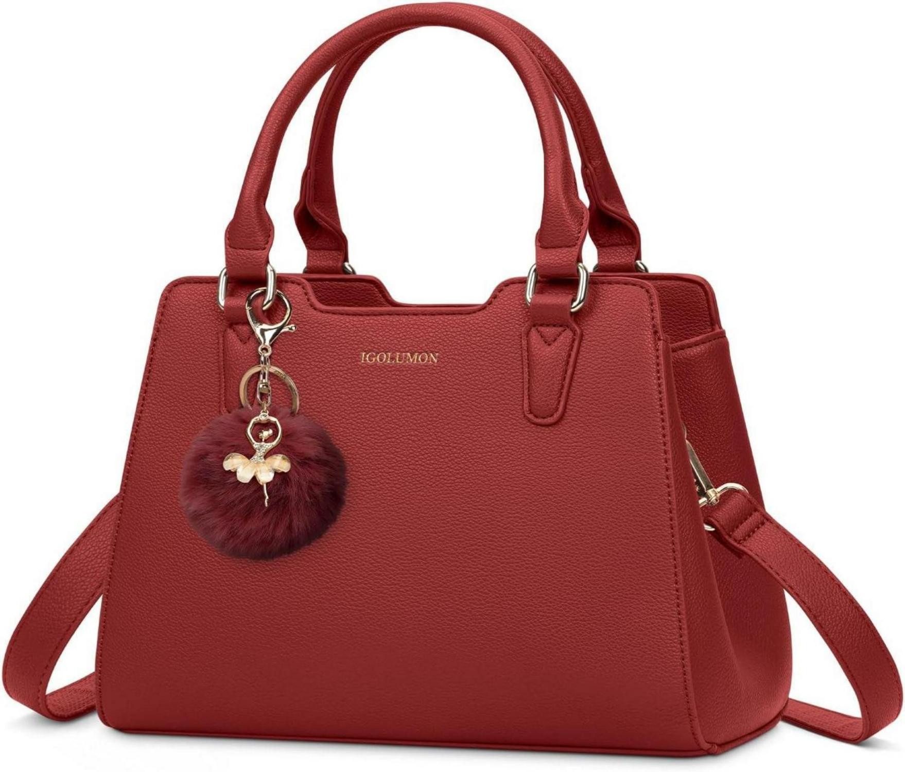 Henkeltasche Handtasche Damen Mittelgroß PU-Leder Henkeltasche Rot