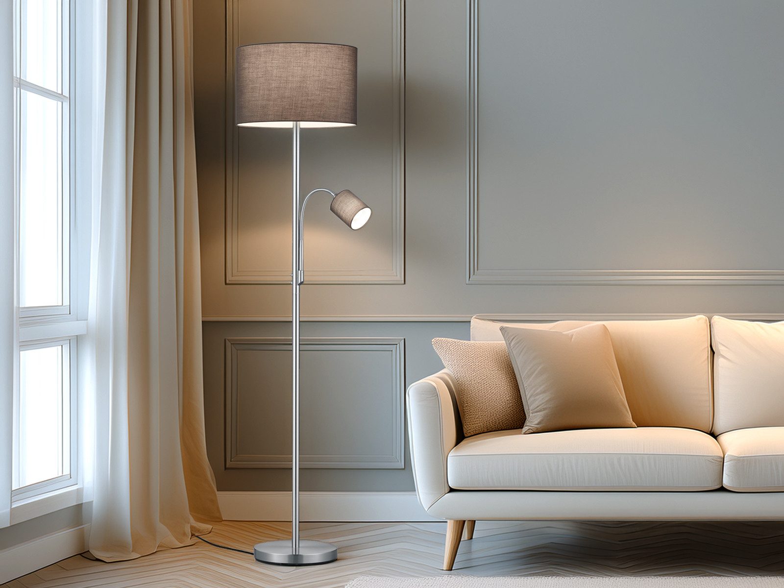 TRIO Leuchten LED Stehlampe, Dimmfunktion, LED wechselbar, Warmweiß, dimmba günstig online kaufen