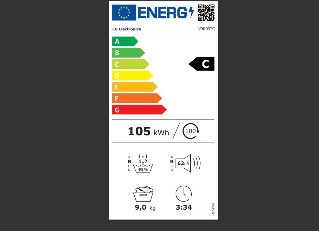 LG Wärmepumpentrockner V9R09TC 9kg EEK: C Wärmepumpentrockner, 60 cm breit
