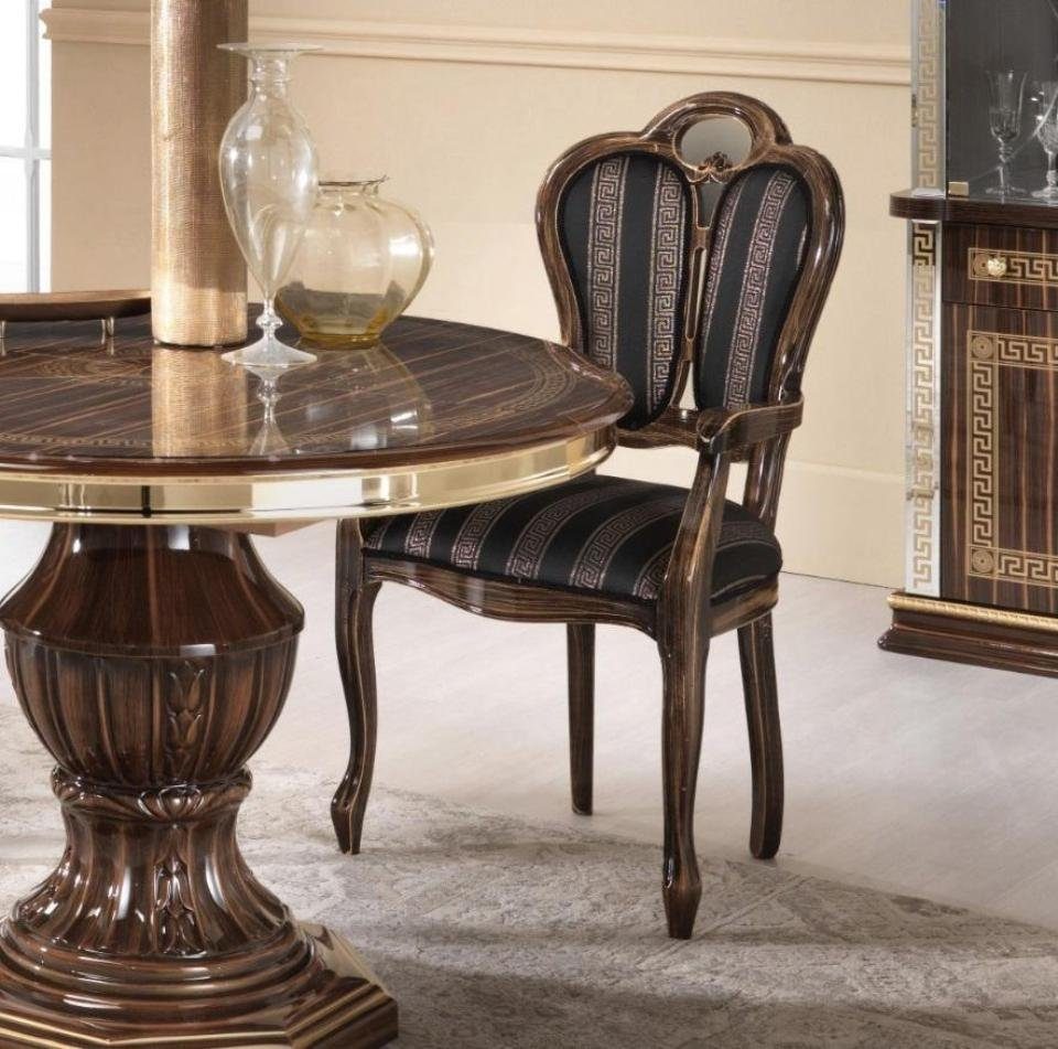 Armlehne mit Design Stuhl Stuhl Möbel Luxus Stuhl Einsitzer Textil Holz JVmoebel