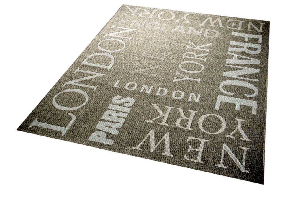 Teppich rechteckig, City Carpetia, Optik Höhe: Küchenläufer Sisal York New 8 mm Paris London grau weiss, Teppich