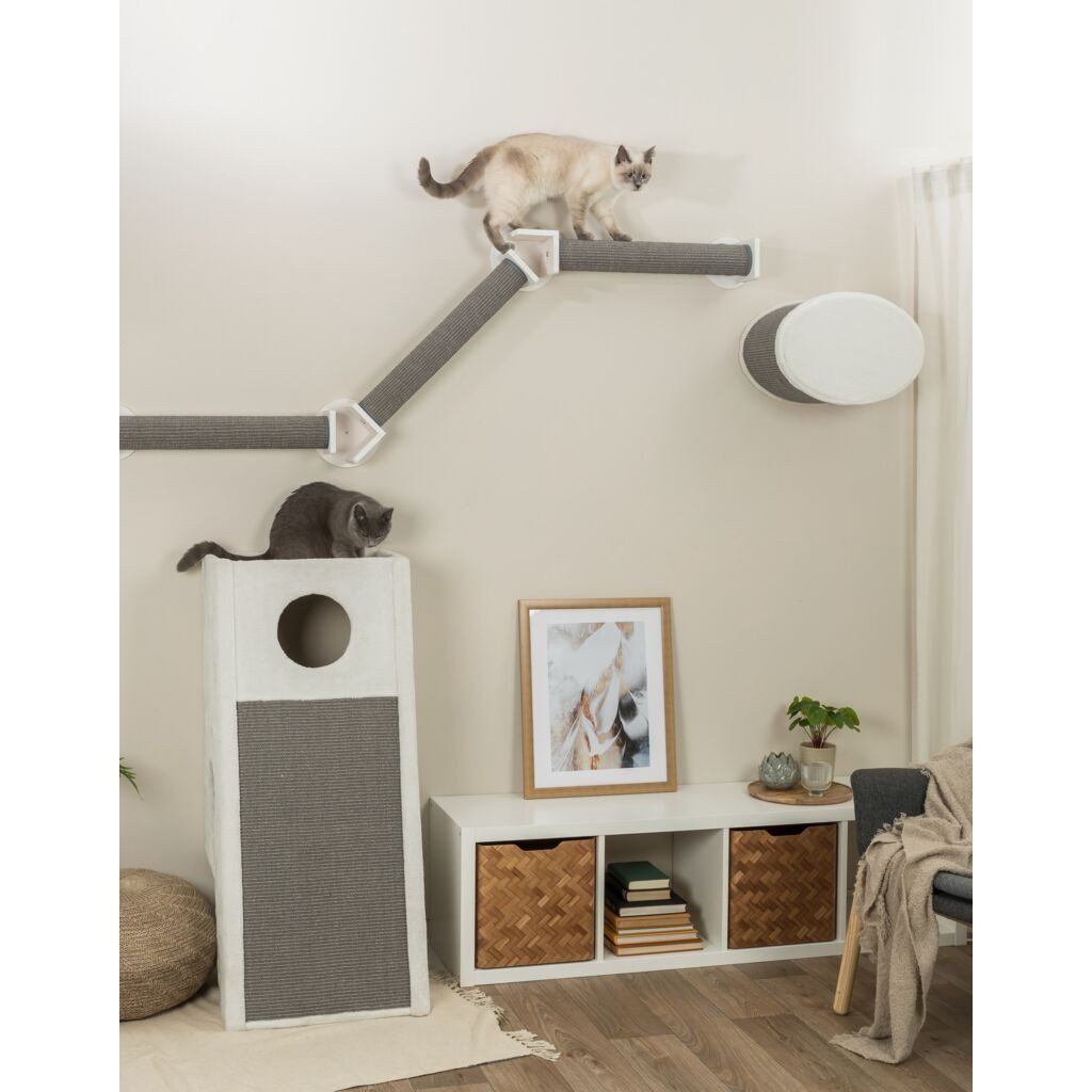 TRIXIE Katzen-Kletterwand Wand-Set 2 - weiß/grau - 195 × 78 cm