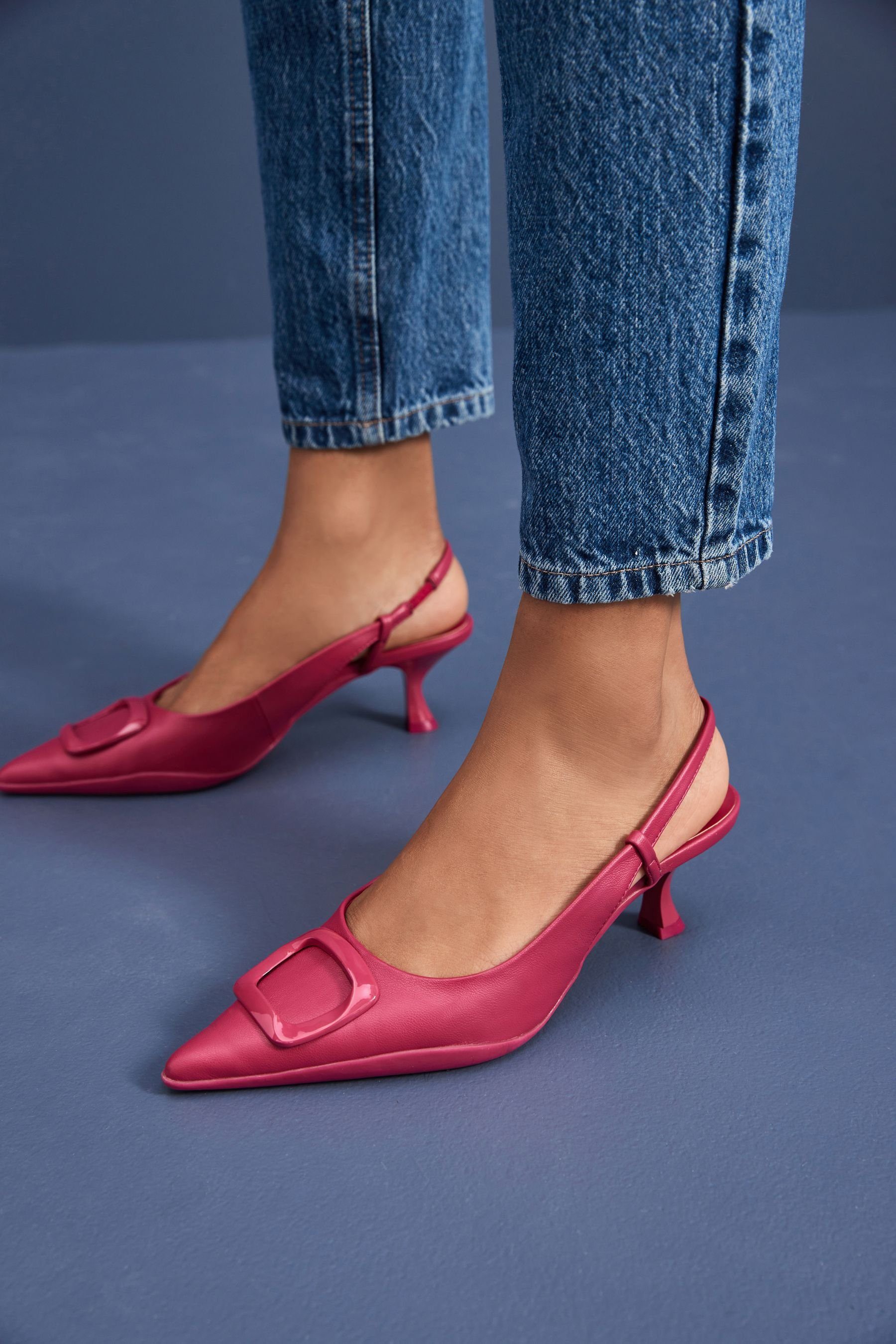 mit Next Kitten-Heel-Absatz (1-tlg) Pink Comfort® Slingbacks Pumps Forever