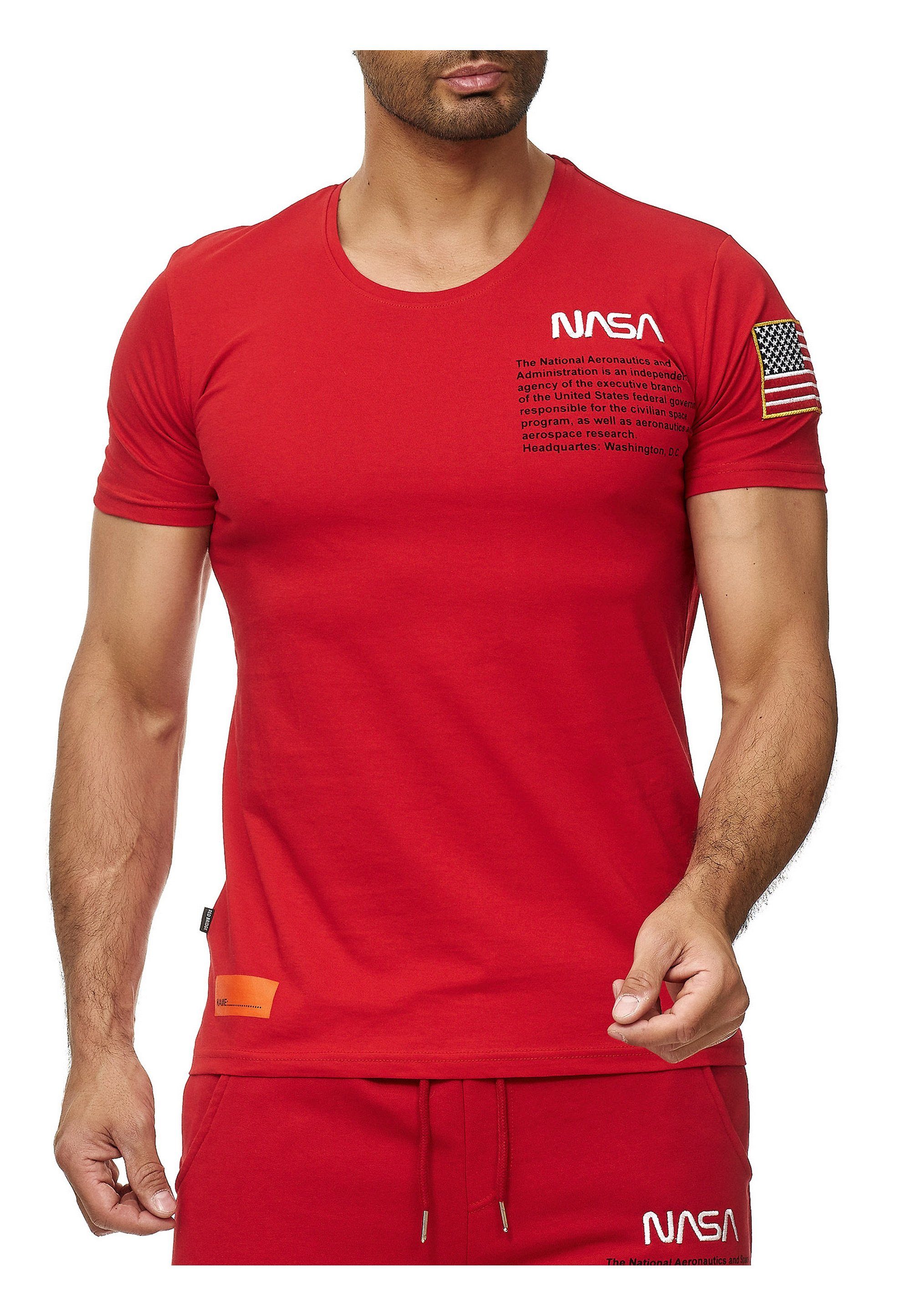 rot NASA-Design Tucson T-Shirt mit RedBridge gesticktem