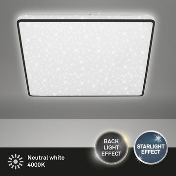 Briloner Leuchten LED Deckenleuchte 3749-415, LED fest verbaut, Neutralweiß, mit Backlighteffekt, Sternenhimmel, schwarz, 37 cm