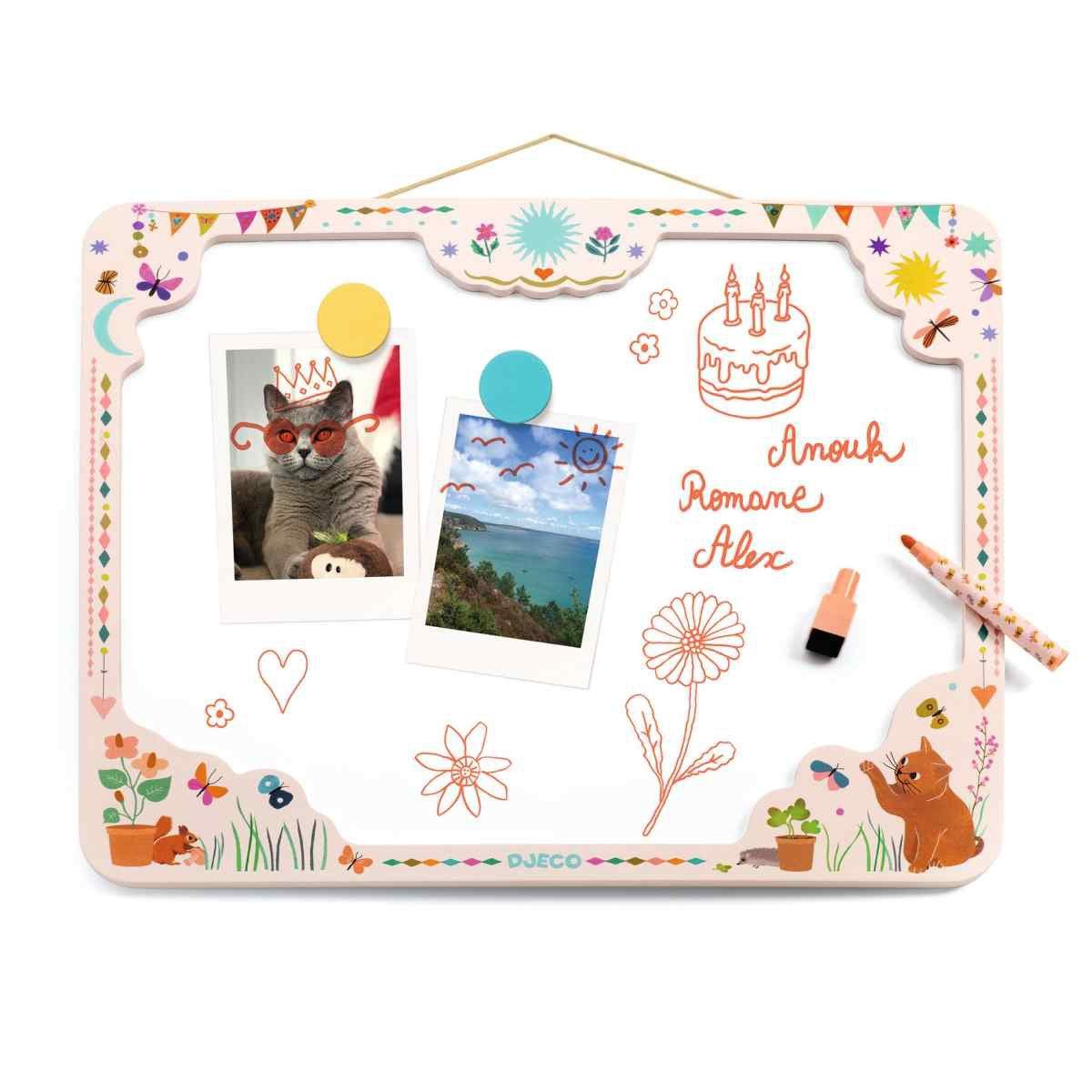 DJECO Magnettafel Magnettafel mit Holzrahmen 30,7 x 41,8 x 3 cm für Kinder