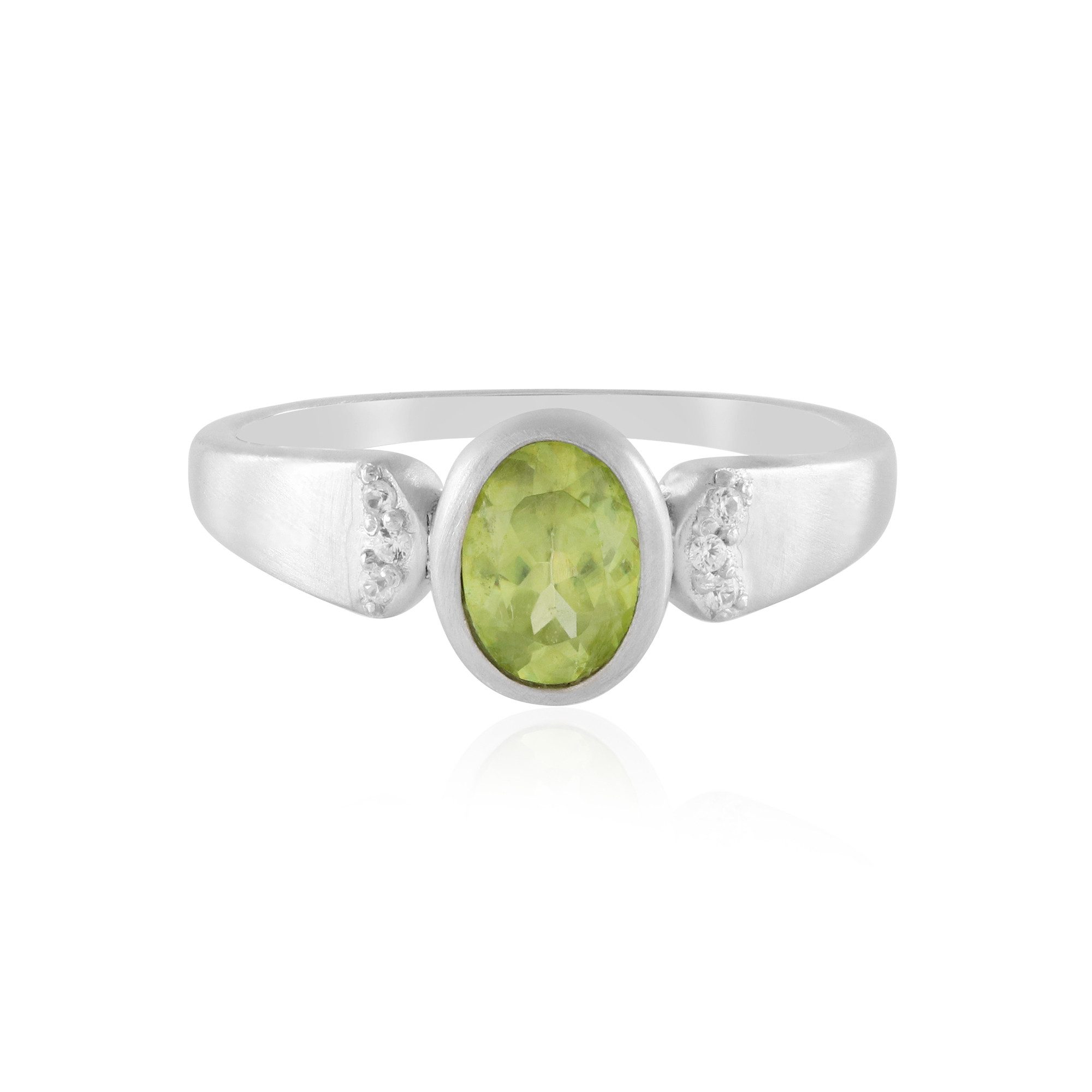 Silberring Cavill Ring Sterlingsilber platin., 0,73 ct grüner Sphen, Zirkon