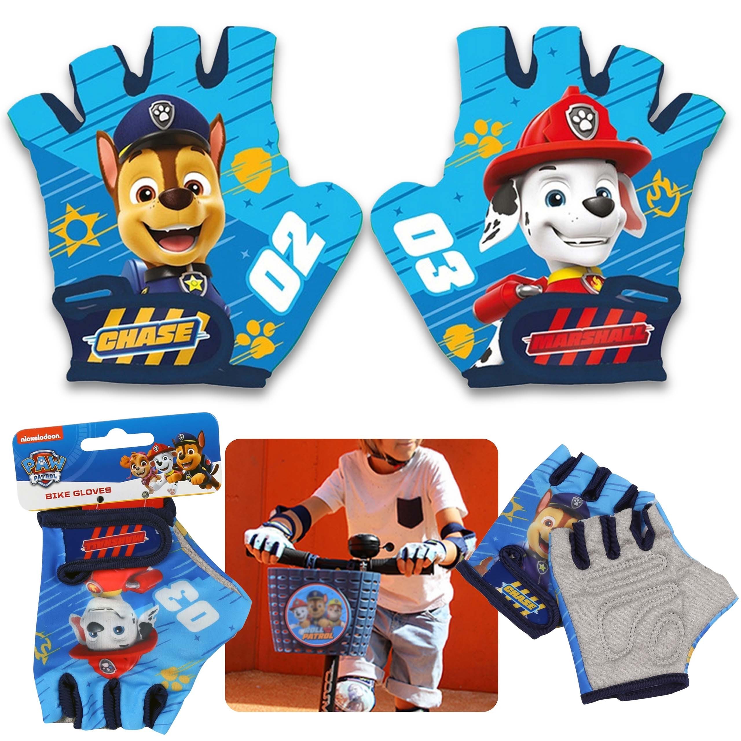 PAW PATROL Fahrradhandschuhe Paw Patrol Chase und Marshall Kinder Fahrrad-Handschuhe,für Jungen